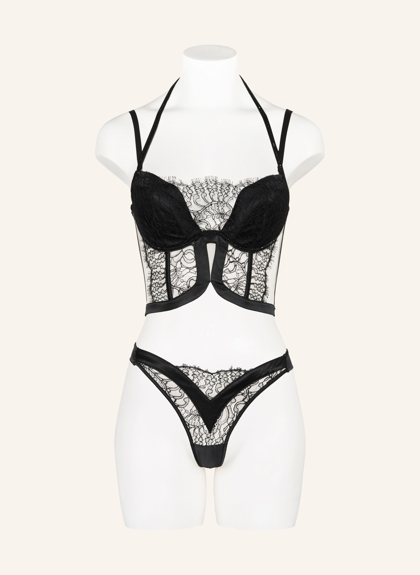 LIVY String BURNING DESIRE mit Schmucksteinen: SCHWARZ / BEIGE