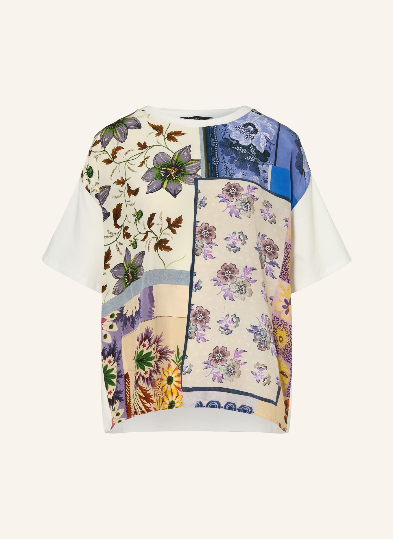 WEEKEND Max Mara Chemisier PAMPAS en mélange de matières: BLANC / BEIGE / BLEU