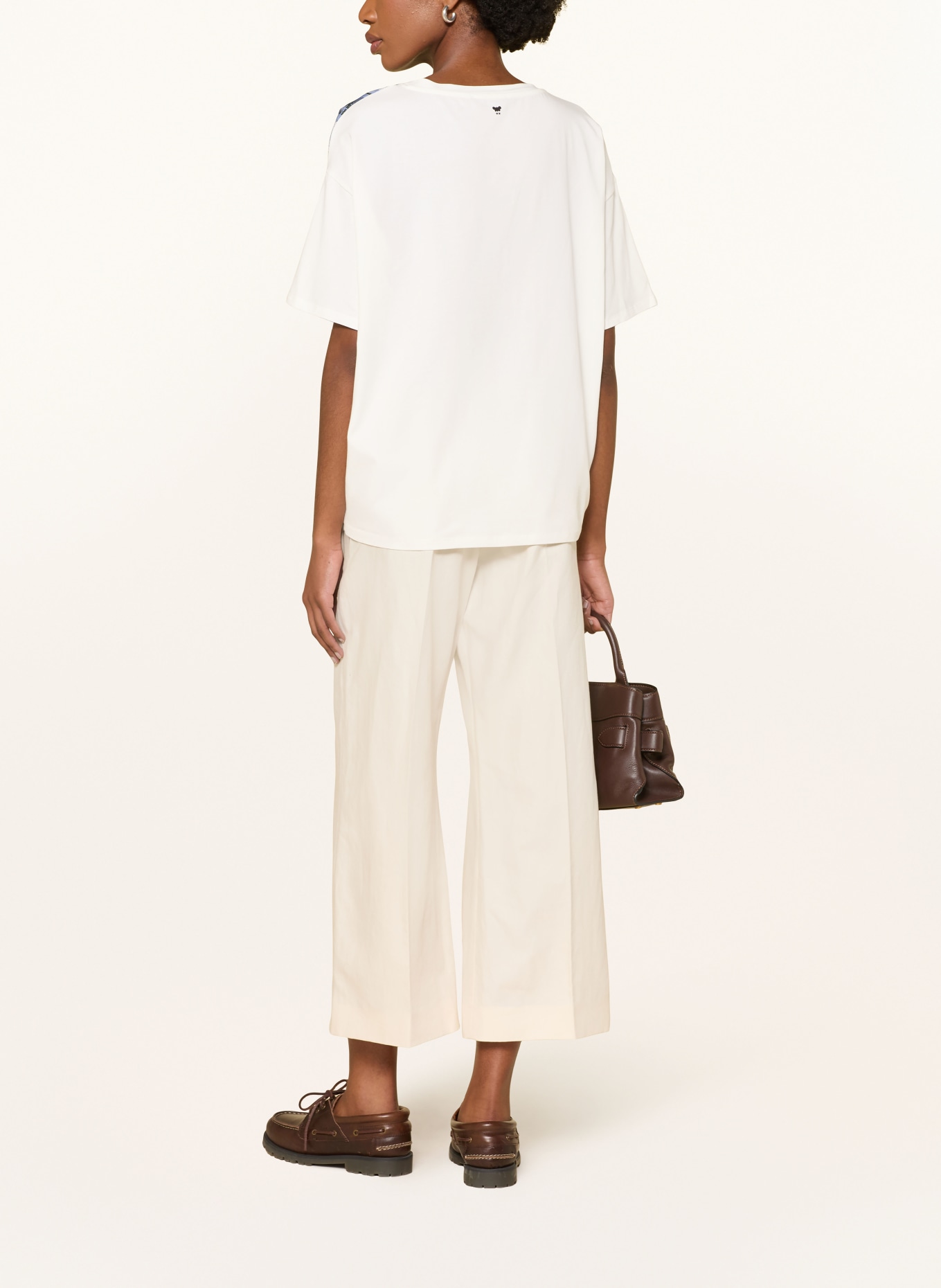 WEEKEND Max Mara Chemisier PAMPAS en mélange de matières: BLANC / BEIGE / BLEU