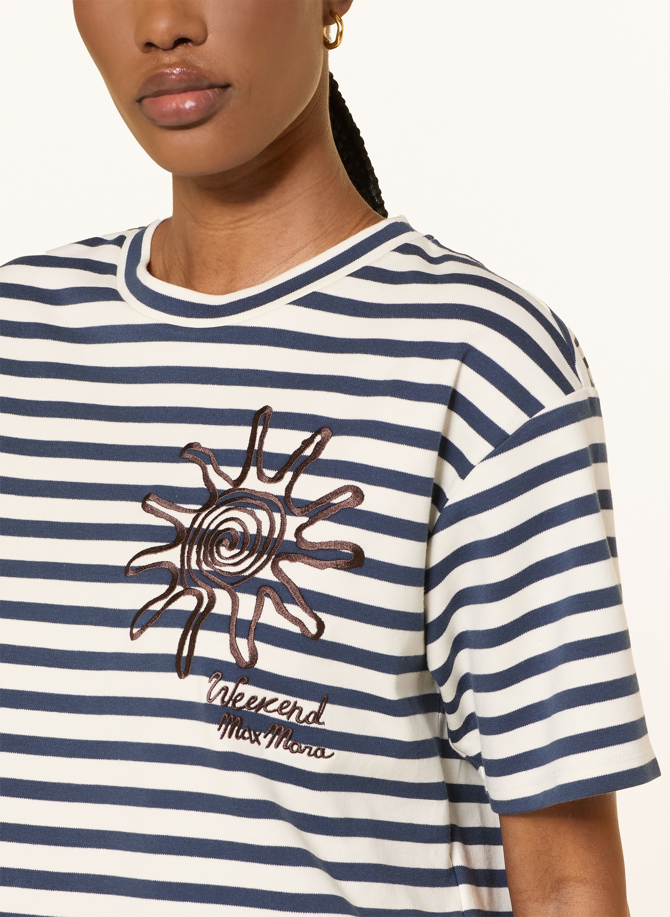 WEEKEND Max Mara T-shirt SABATO: CRÈME / DONKERBLAUW