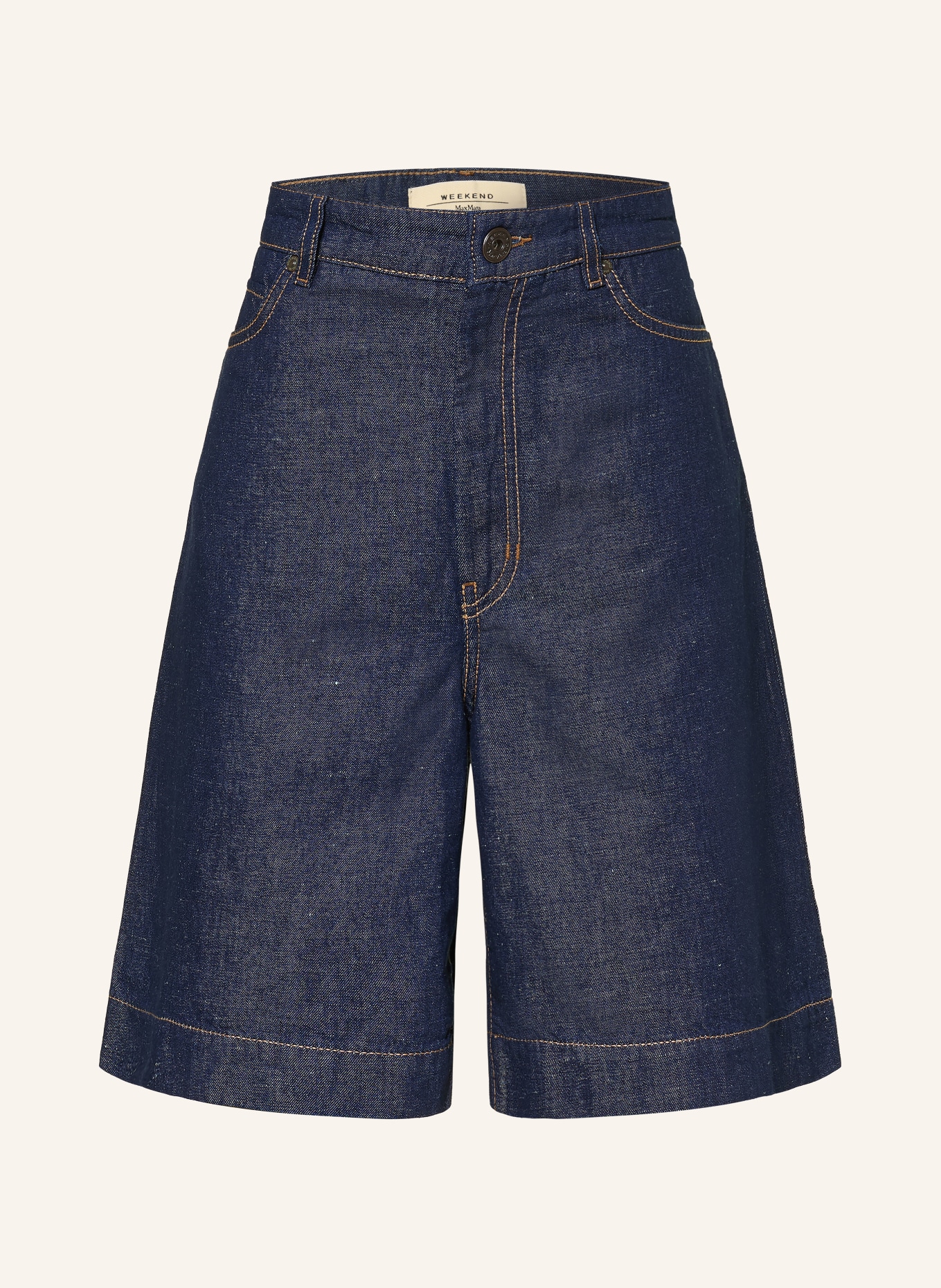 WEEKEND Max Mara DOZONO-jeansshort met linnen: DONKERBLAUW
