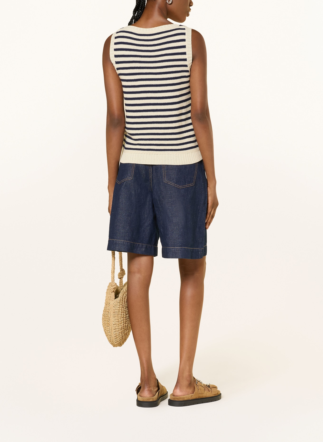 WEEKEND Max Mara DOZONO-jeansshort met linnen: DONKERBLAUW