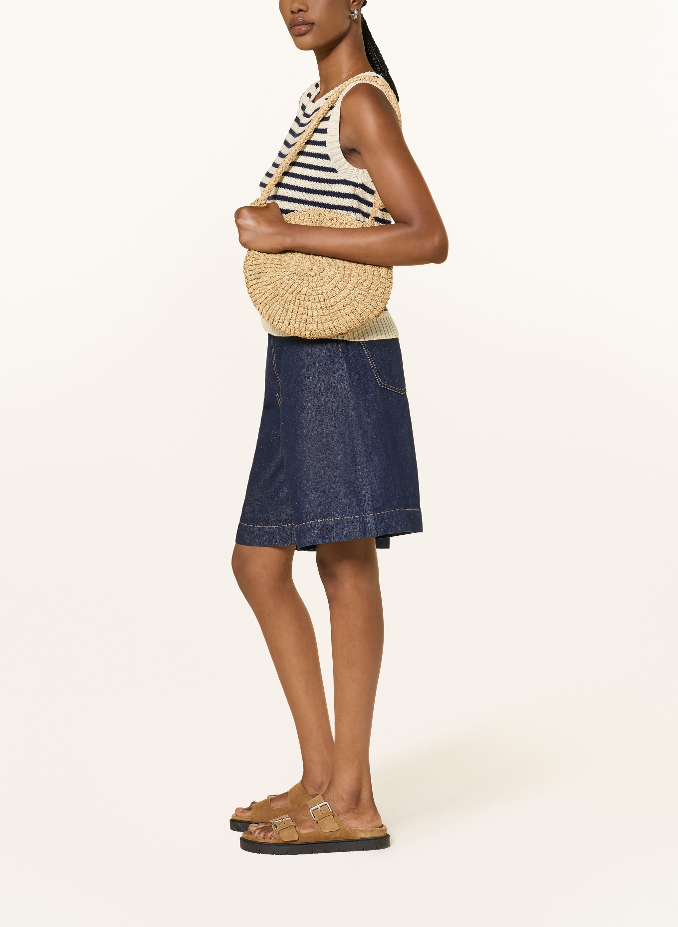 WEEKEND Max Mara DOZONO-jeansshort met linnen: DONKERBLAUW