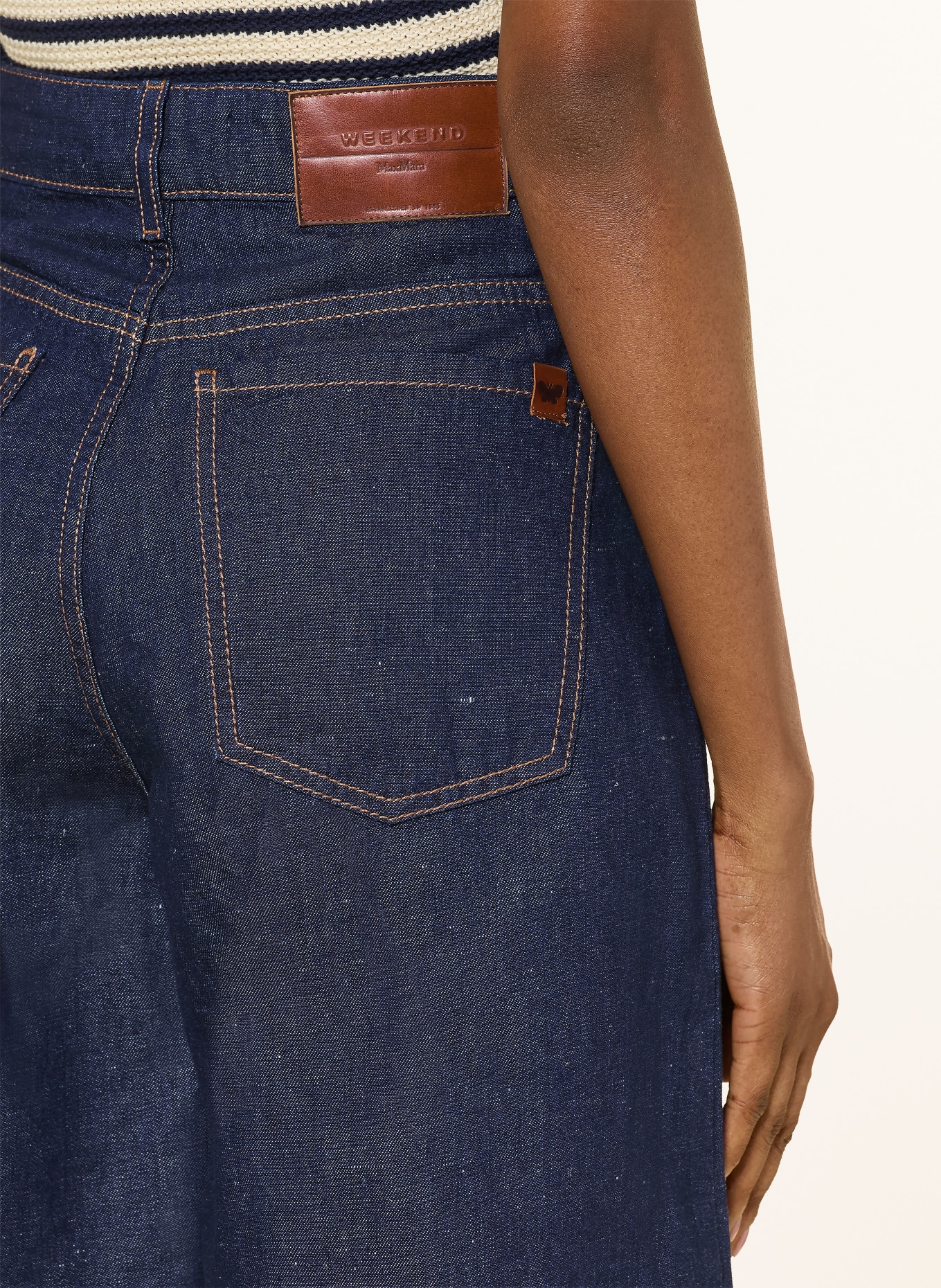 WEEKEND Max Mara DOZONO-jeansshort met linnen: DONKERBLAUW