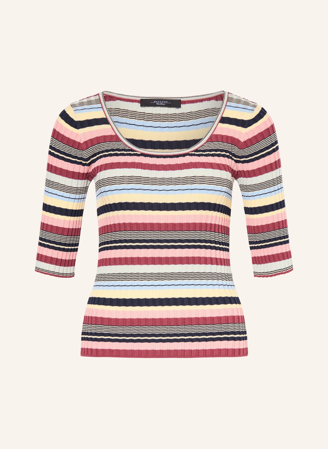WEEKEND Max Mara Pullover GUGLIA mit 3/4-Arm: DUNKELROT / GELB / BLAU