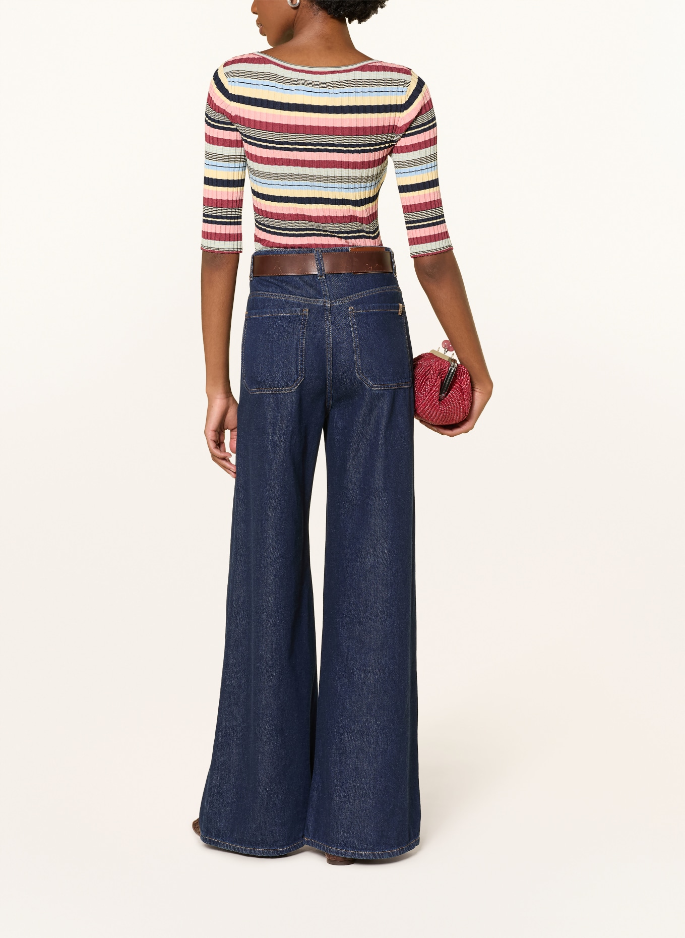 WEEKEND Max Mara Pullover GUGLIA mit 3/4-Arm: DUNKELROT / GELB / BLAU