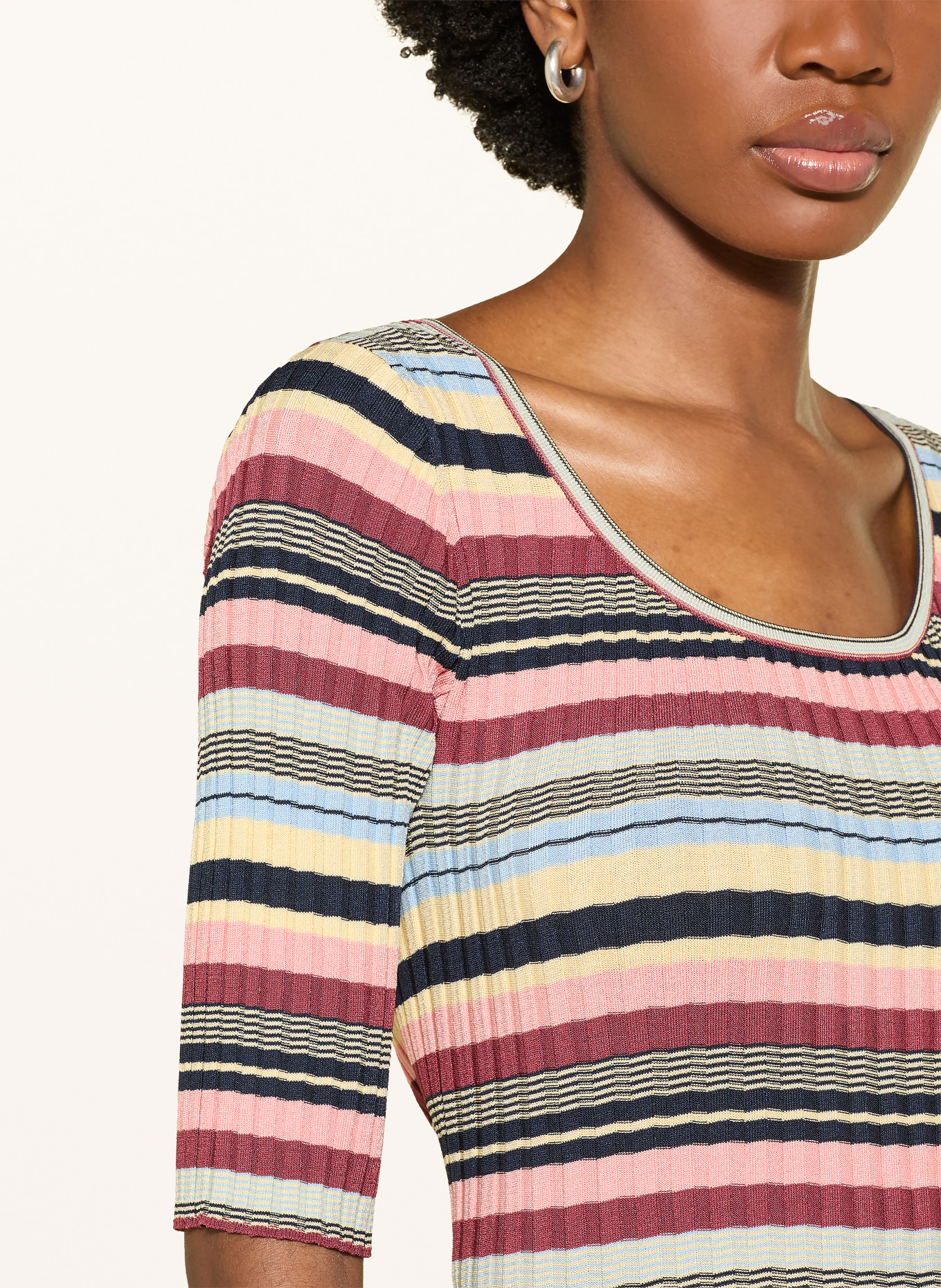 WEEKEND Max Mara Pullover GUGLIA mit 3/4-Arm: DUNKELROT / GELB / BLAU