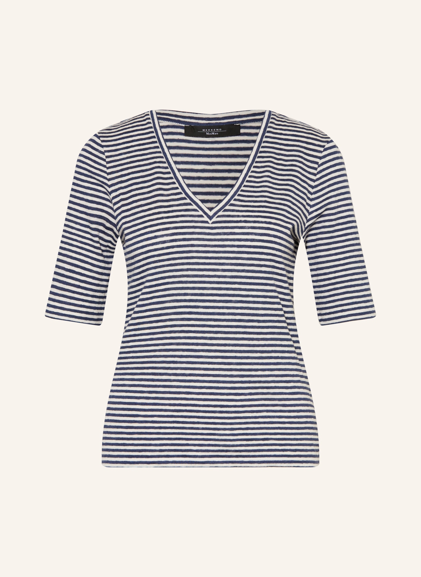 WEEKEND Max Mara T-shirt OPZIONE van linnen: DONKERBLAUW / WIT