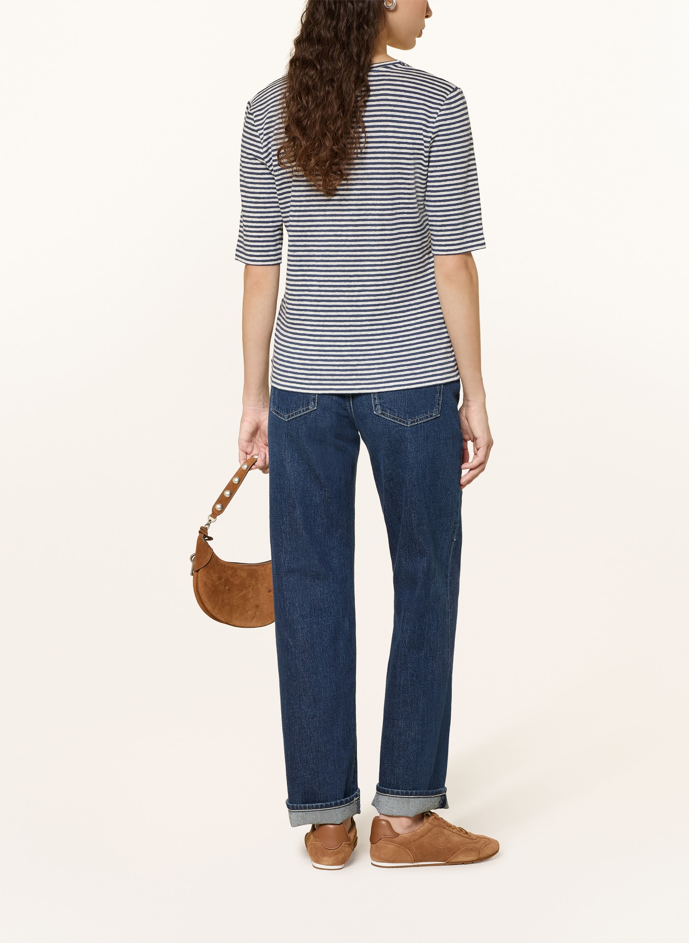 WEEKEND Max Mara T-shirt OPZIONE van linnen: DONKERBLAUW / WIT