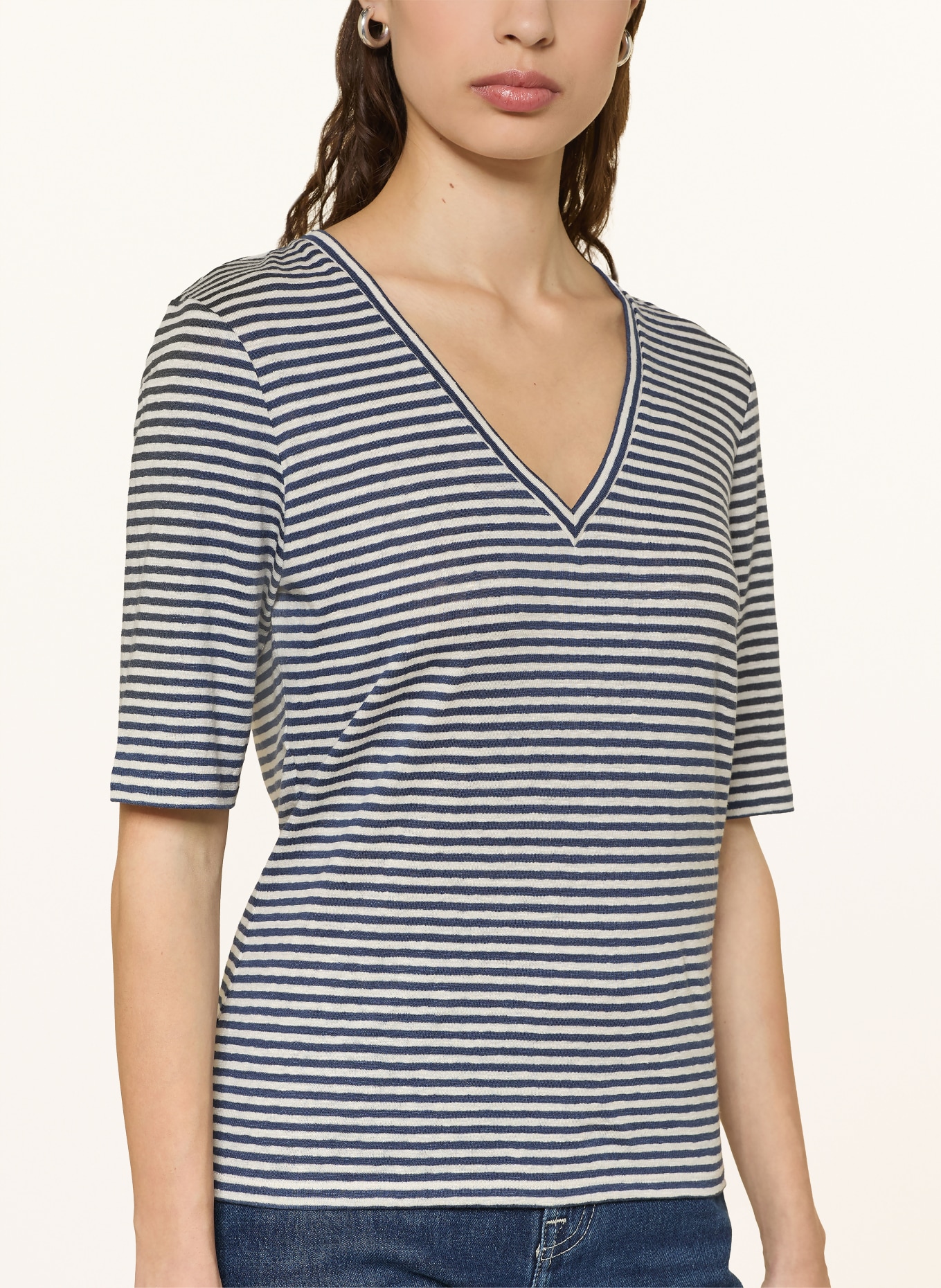 WEEKEND Max Mara T-shirt OPZIONE van linnen: DONKERBLAUW / WIT