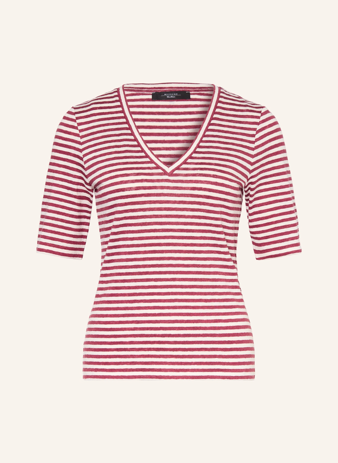 WEEKEND Max Mara T-shirt OPZIONE en lin: ROUGE FONCÉ / BLANC