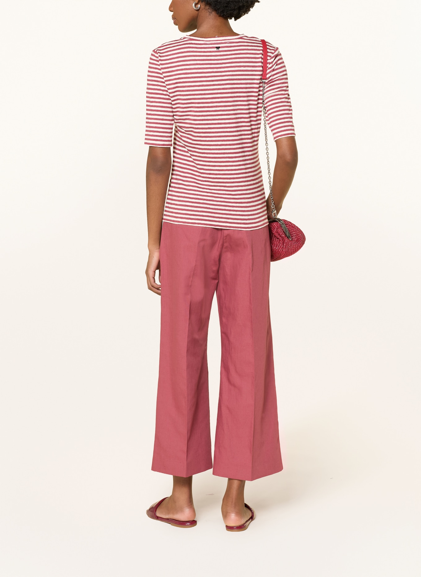 WEEKEND Max Mara T-shirt OPZIONE en lin: ROUGE FONCÉ / BLANC