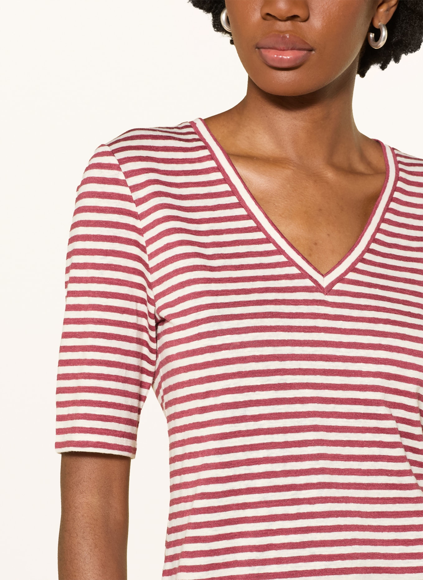 WEEKEND Max Mara T-shirt OPZIONE en lin: ROUGE FONCÉ / BLANC