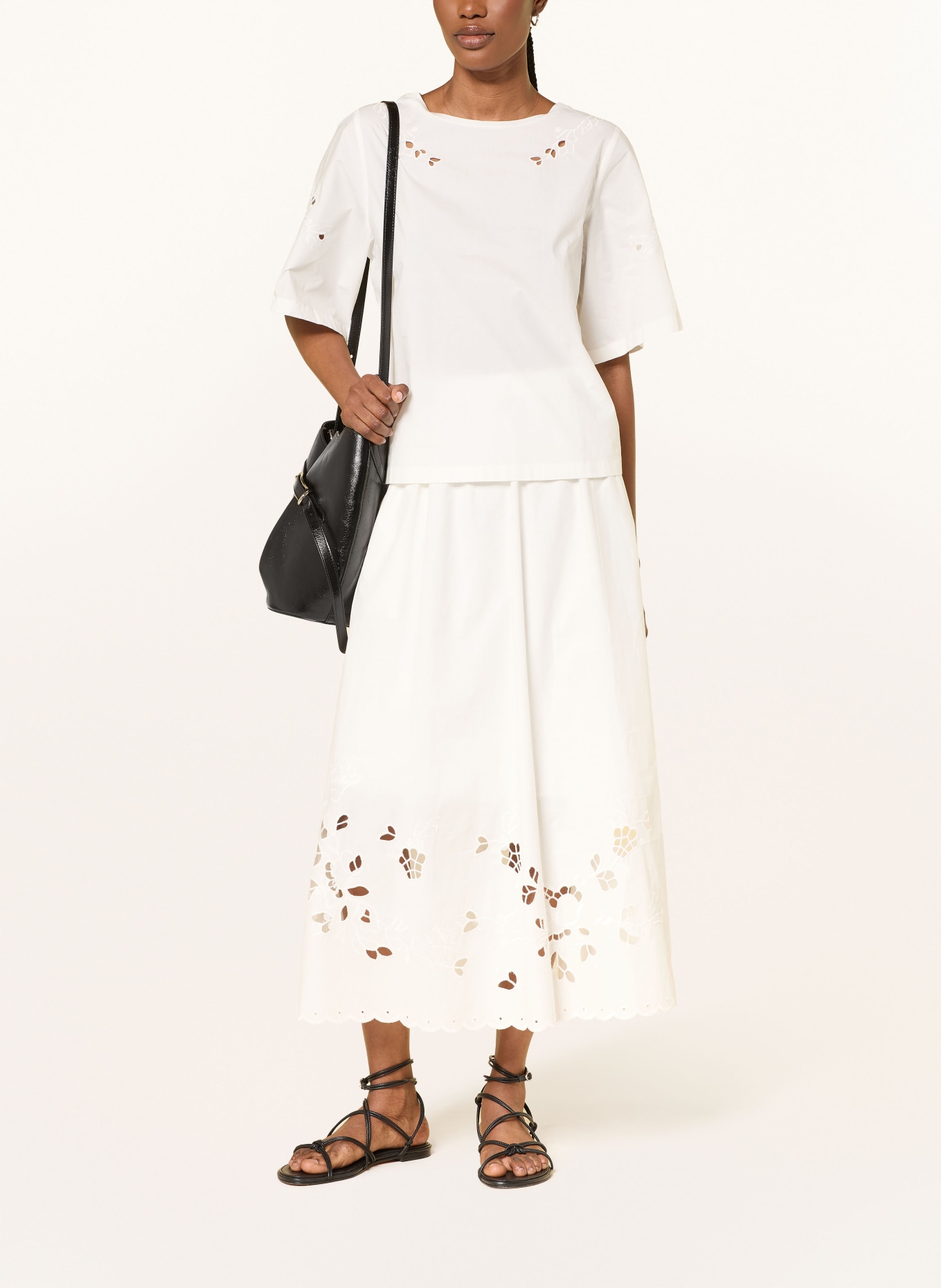 WEEKEND Max Mara TARGA-blouse met opengewerkte kant: WIT