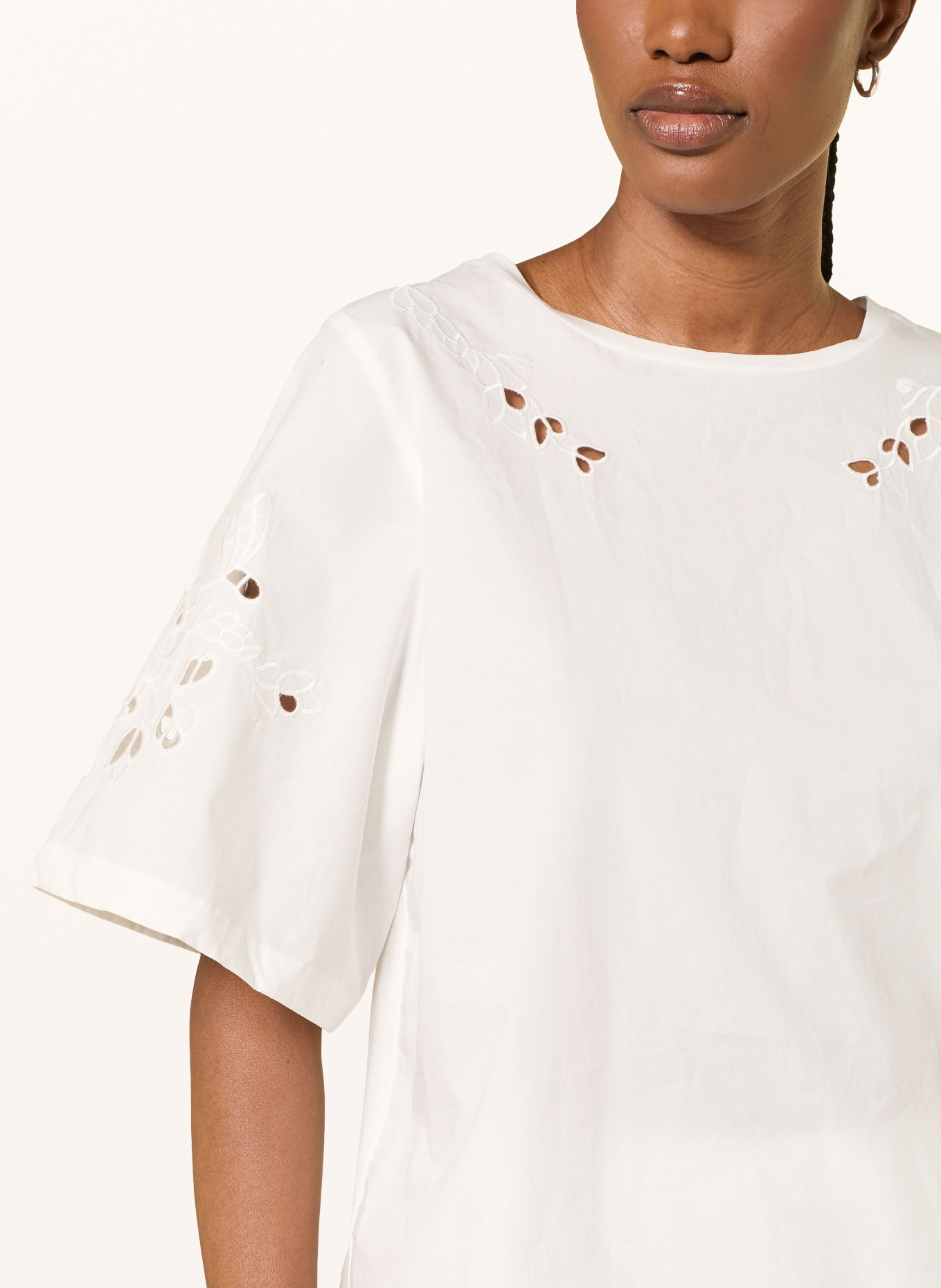 WEEKEND Max Mara TARGA-blouse met opengewerkte kant: WIT
