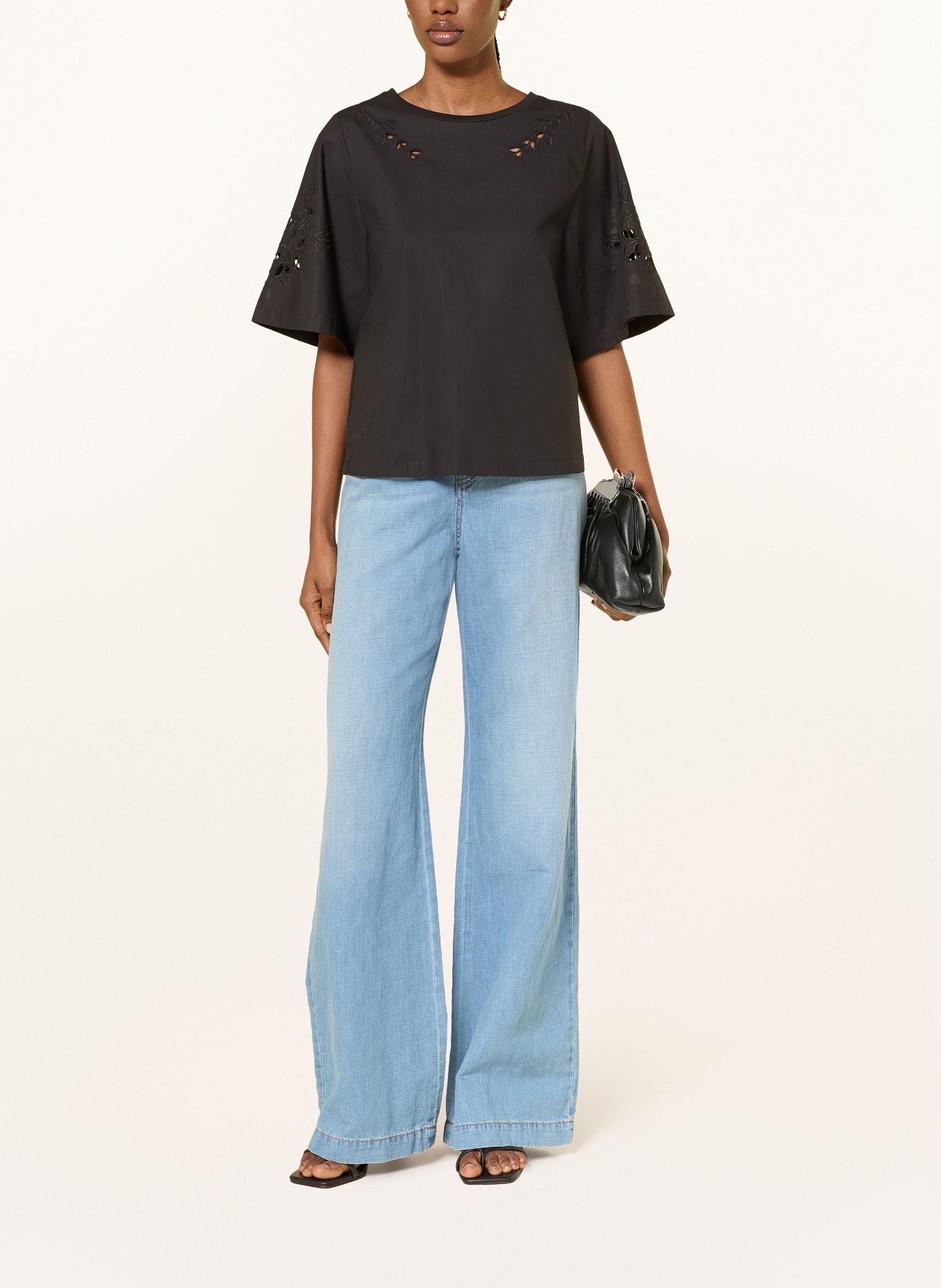 WEEKEND Max Mara TARGA-blouse met opengewerkte kant: ZWART