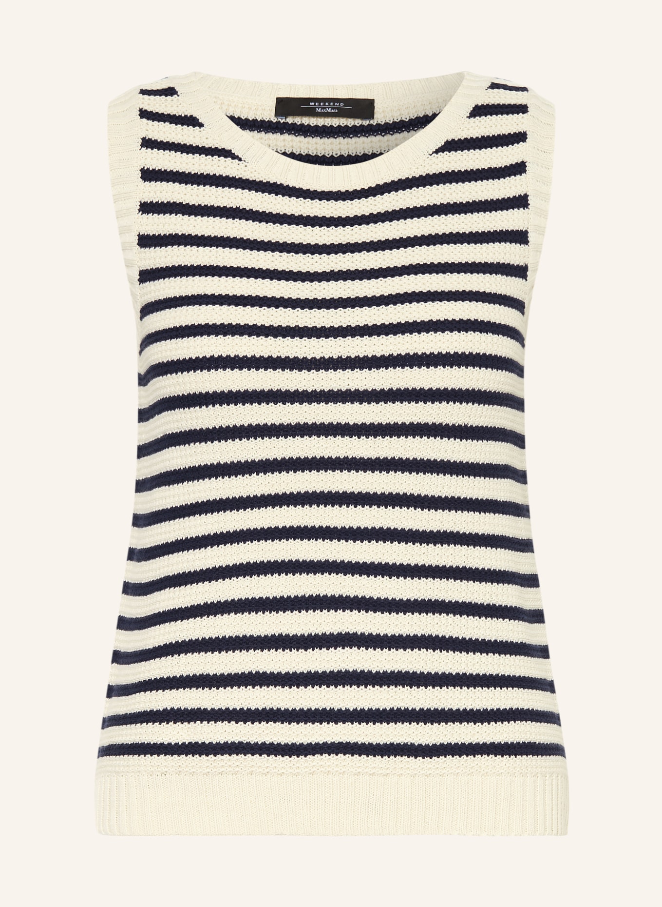 WEEKEND Max Mara Gebreide top MADIA: CRÈME / DONKERBLAUW