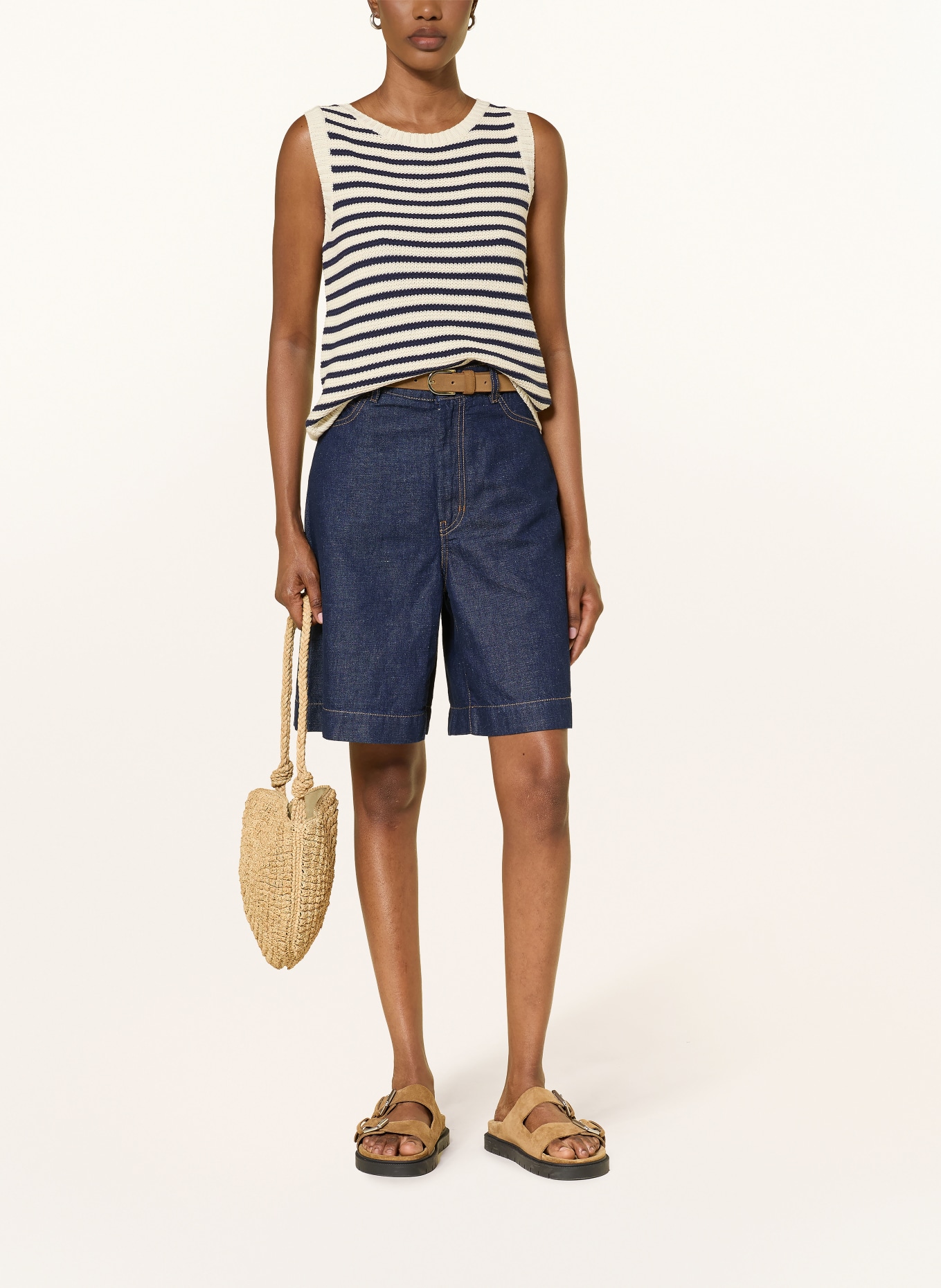 WEEKEND Max Mara Gebreide top MADIA: CRÈME / DONKERBLAUW