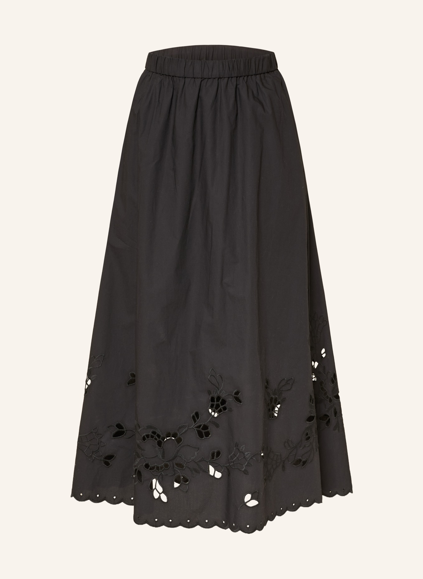 WEEKEND Max Mara Rock CARAVAN met kant met gaatjes: ZWART