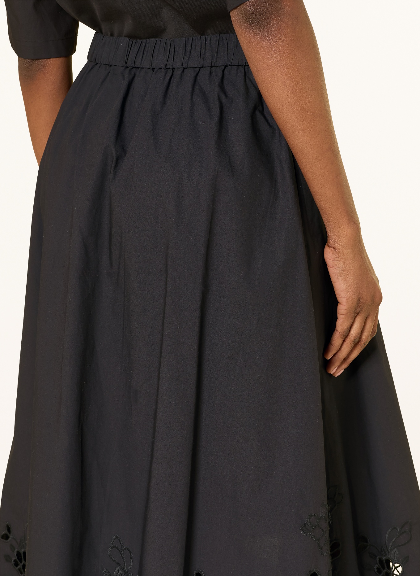 WEEKEND Max Mara Rock CARAVAN met kant met gaatjes: ZWART