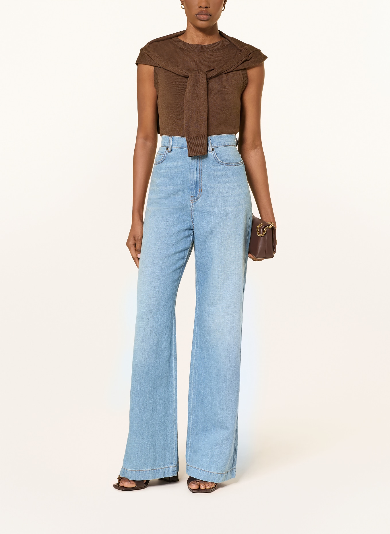 WEEKEND Max Mara Gebreide top RIVA met zijde en linnen: MARRON FONCÉ