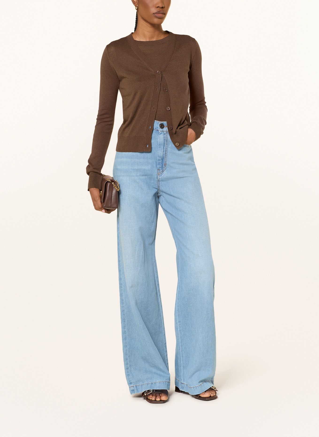 WEEKEND Max Mara ADESSO-vest met zijde: MARRON FONCÉ