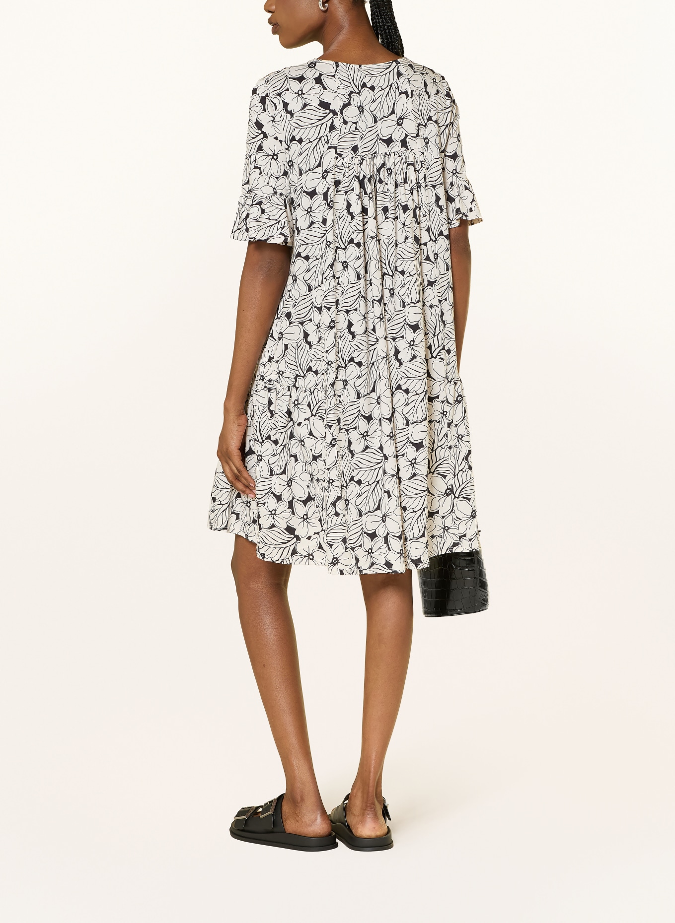 WEEKEND Max Mara Sukienka z dżerseju FUOCO z falbanami: BIAŁY / CZARNY