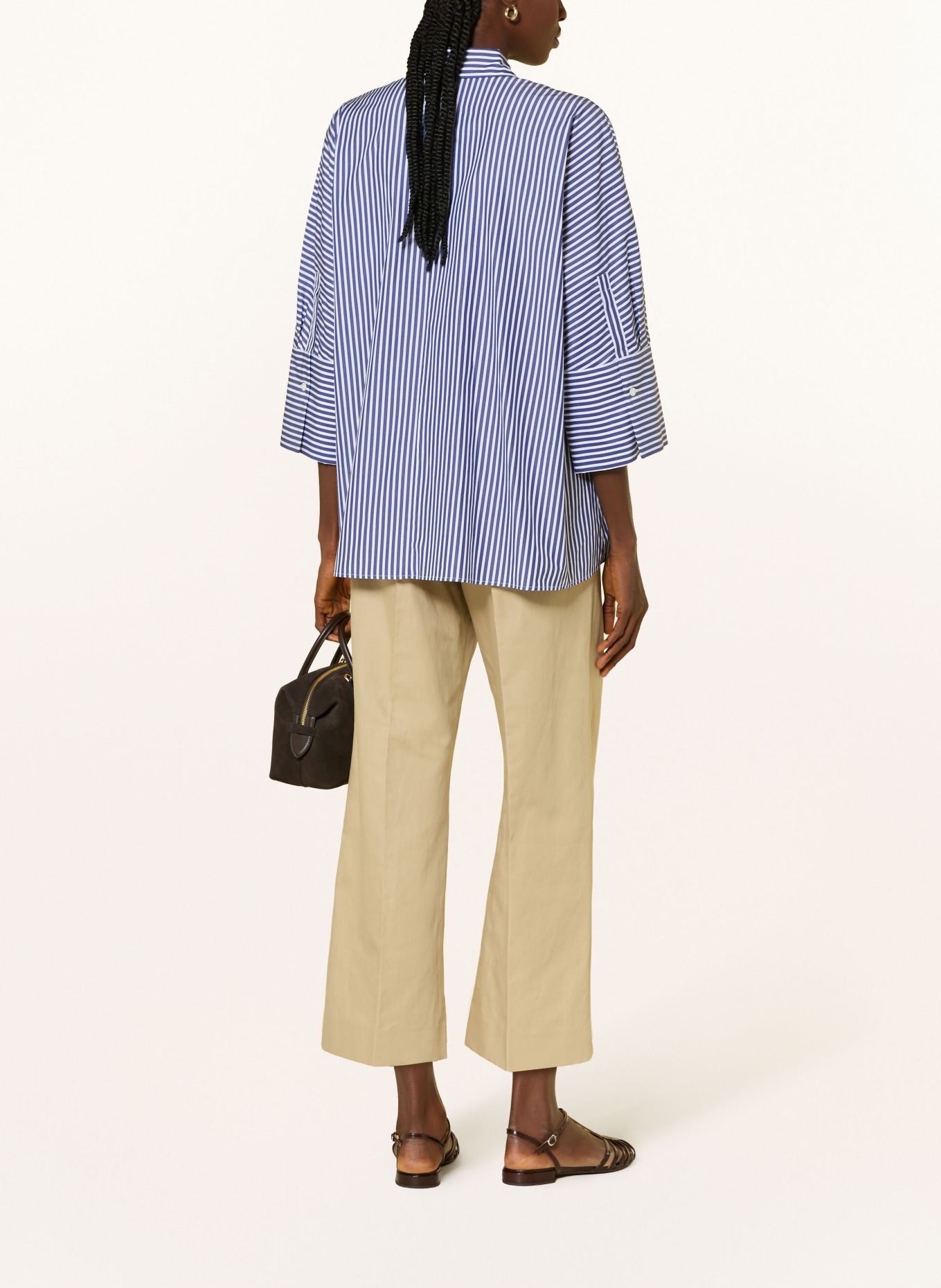 WEEKEND Max Mara Oversized-Hemdbluse HUDSON mit 3/4-Arm: DUNKELBLAU / WEISS