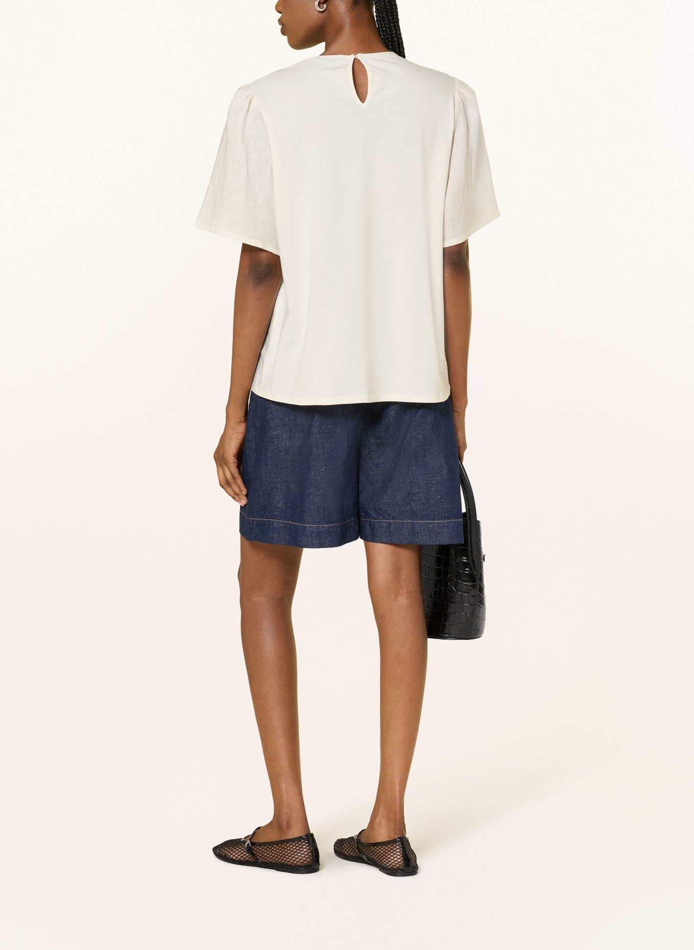 WEEKEND Max Mara Blusenshirt BACINO im Materialmix mit Leinen: CREME