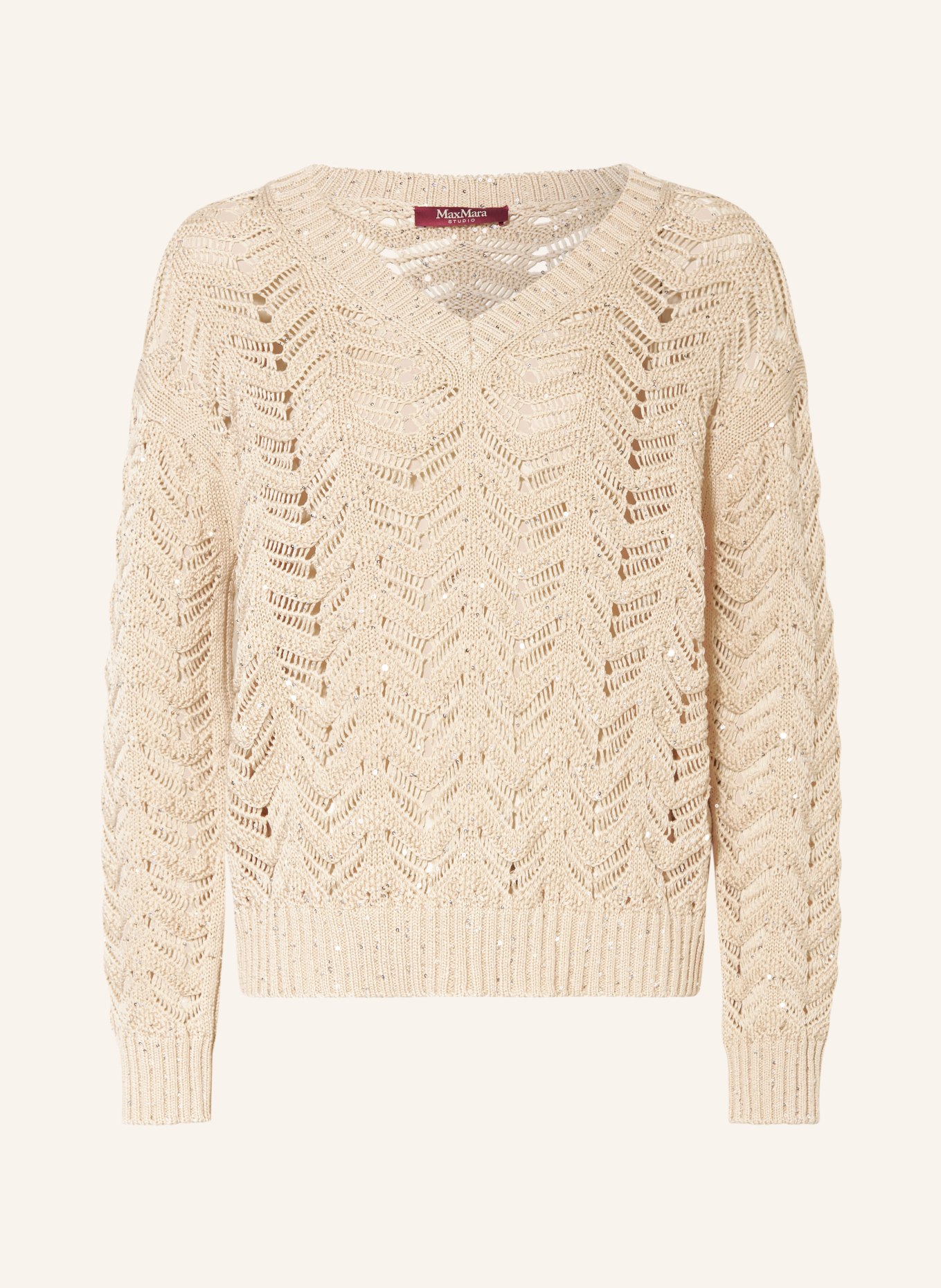 Max Mara STUDIO FELINO Sweater with Sequins: BEIGE