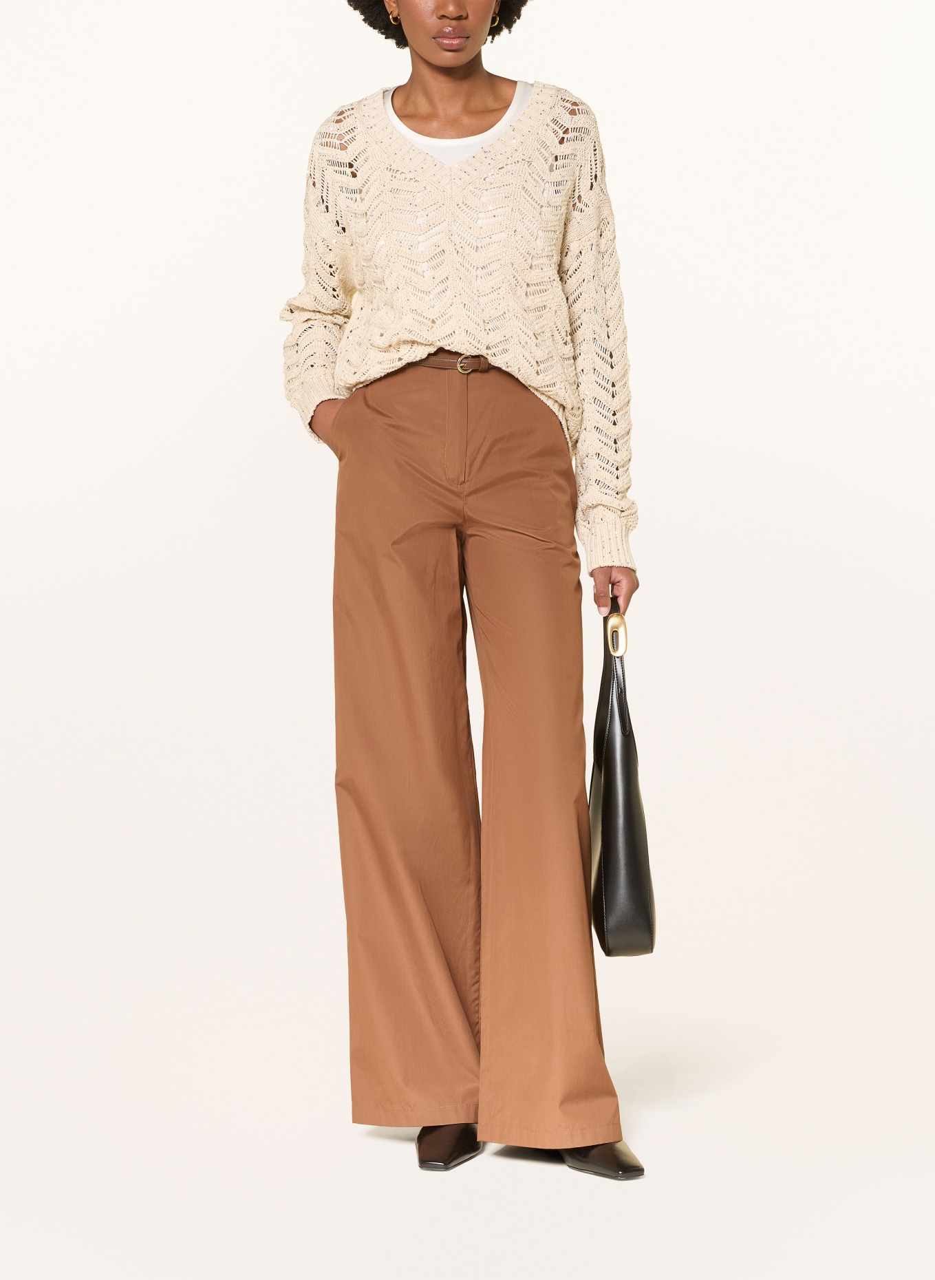 Max Mara STUDIO FELINO Sweater with Sequins: BEIGE