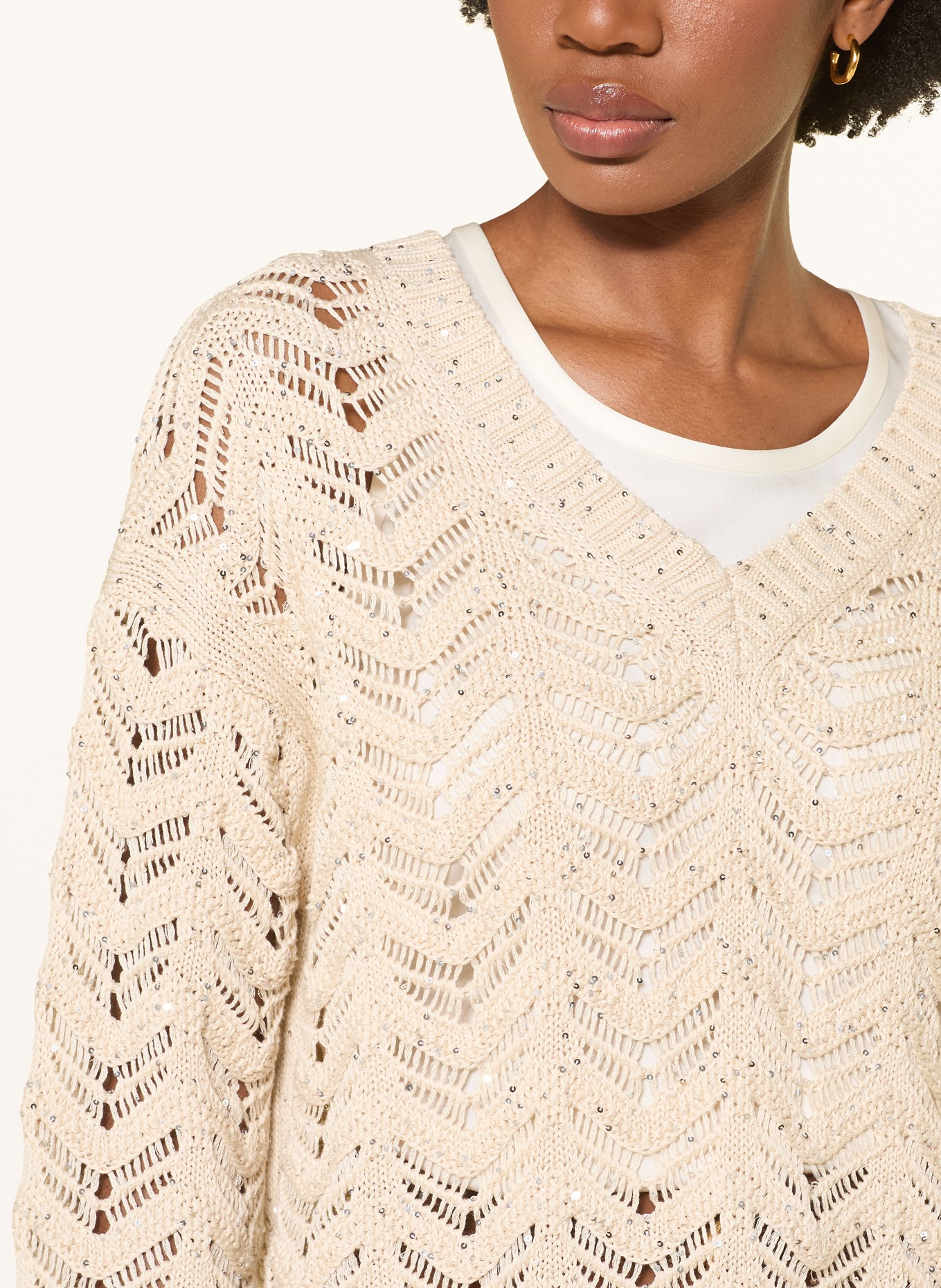 Max Mara STUDIO FELINO Sweater with Sequins: BEIGE