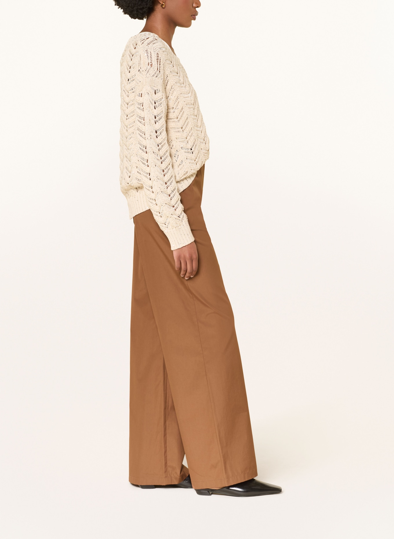 Max Mara STUDIO Spodnie z marlowej tkaniny FAREA: BRĄZOWY