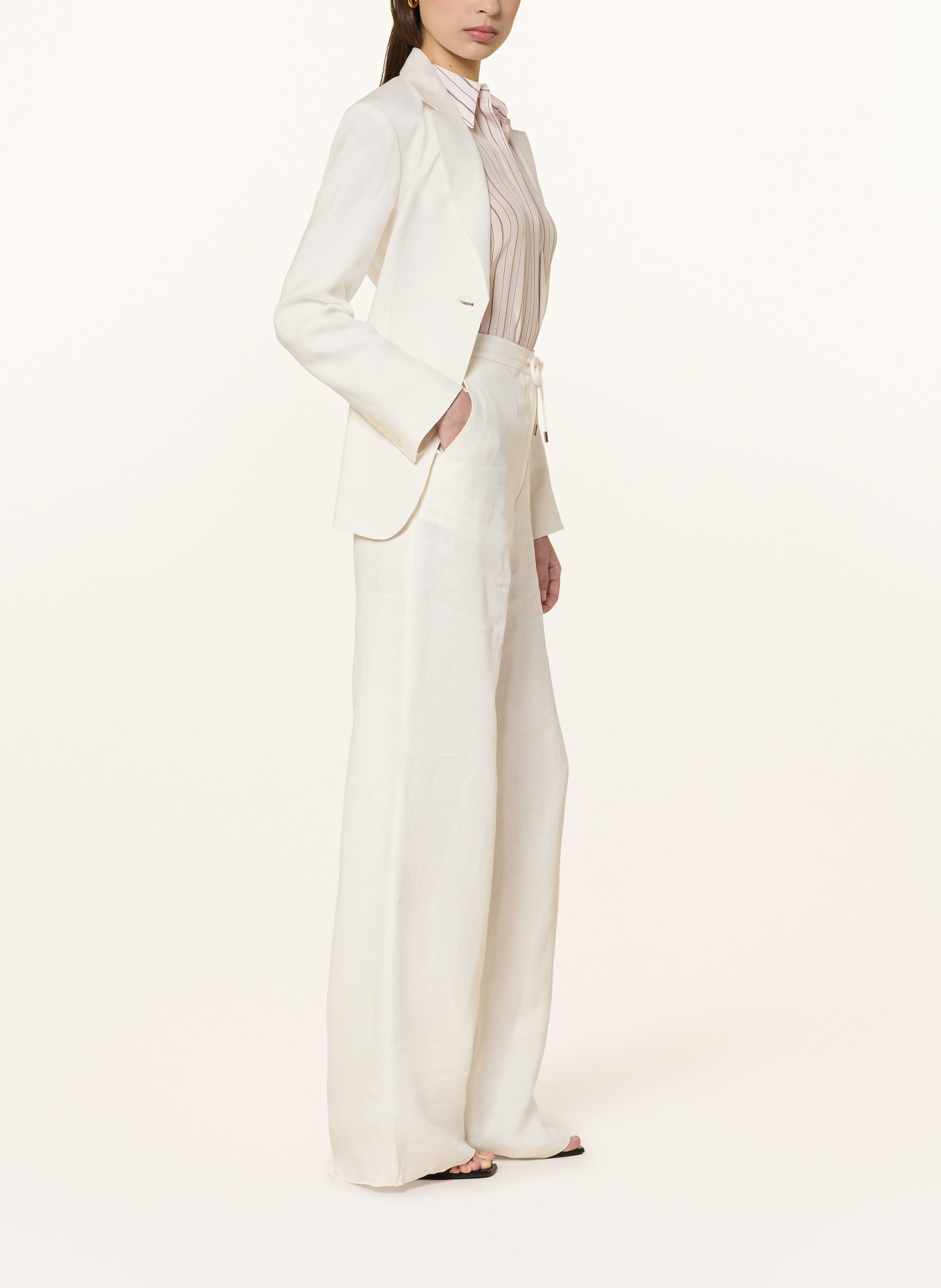 Max Mara STUDIO Spodnie z lnu PELOTA: ECRU