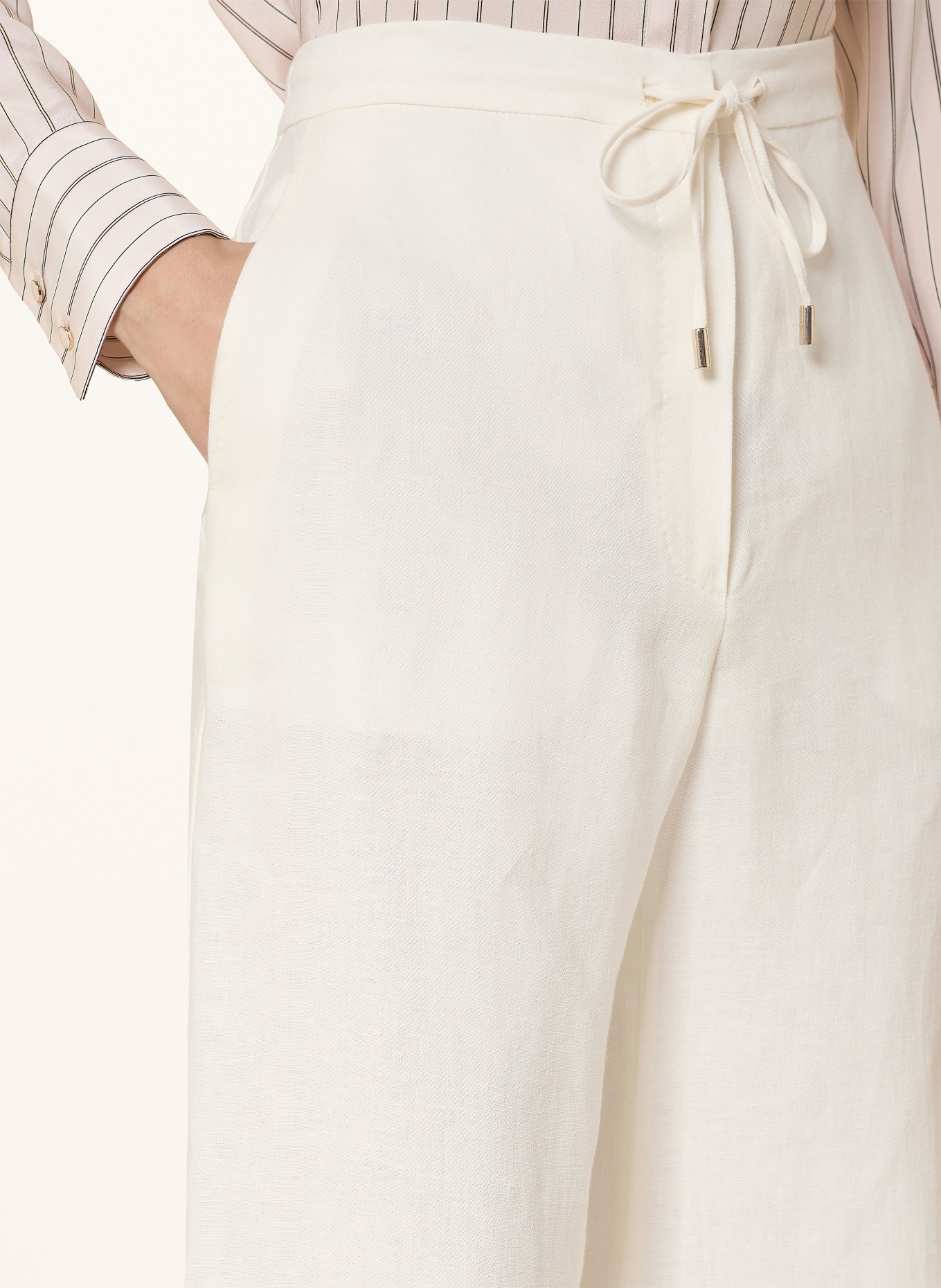 Max Mara STUDIO Spodnie z lnu PELOTA: ECRU