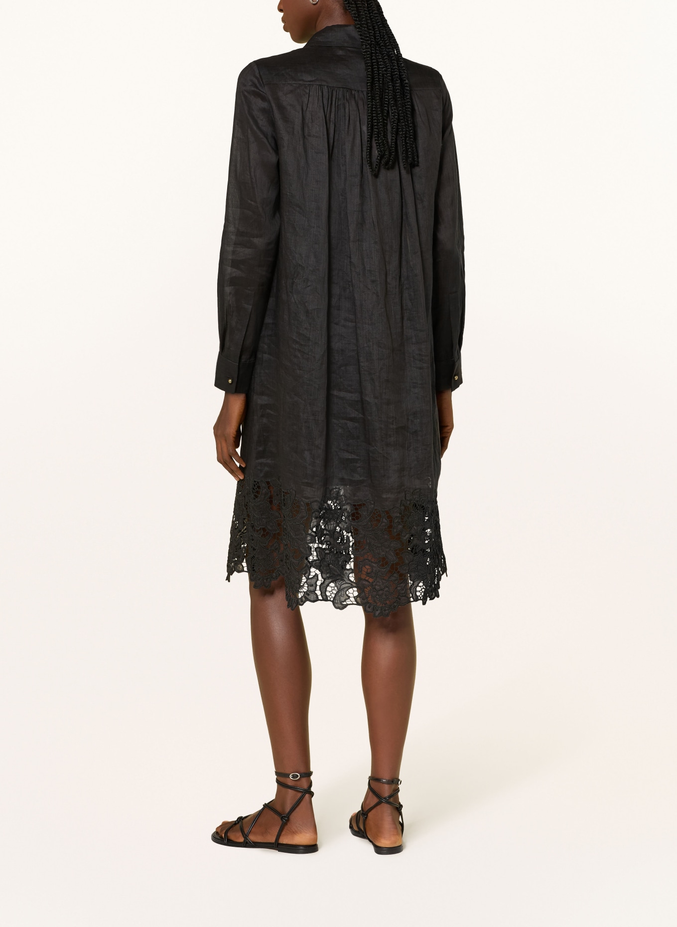 Max Mara STUDIO Sukienka koszulowa MELA z koronką ażurową: CZARNY