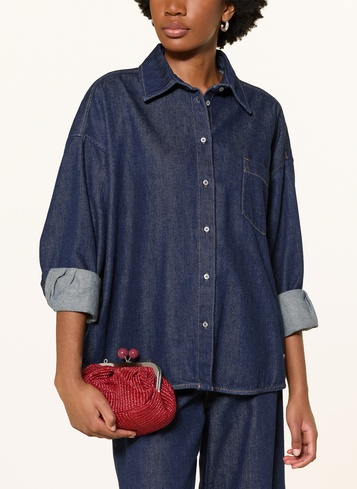 WEEKEND Max Mara Clutch PASTICCINO SMALL: DUNKELROT / SILBER