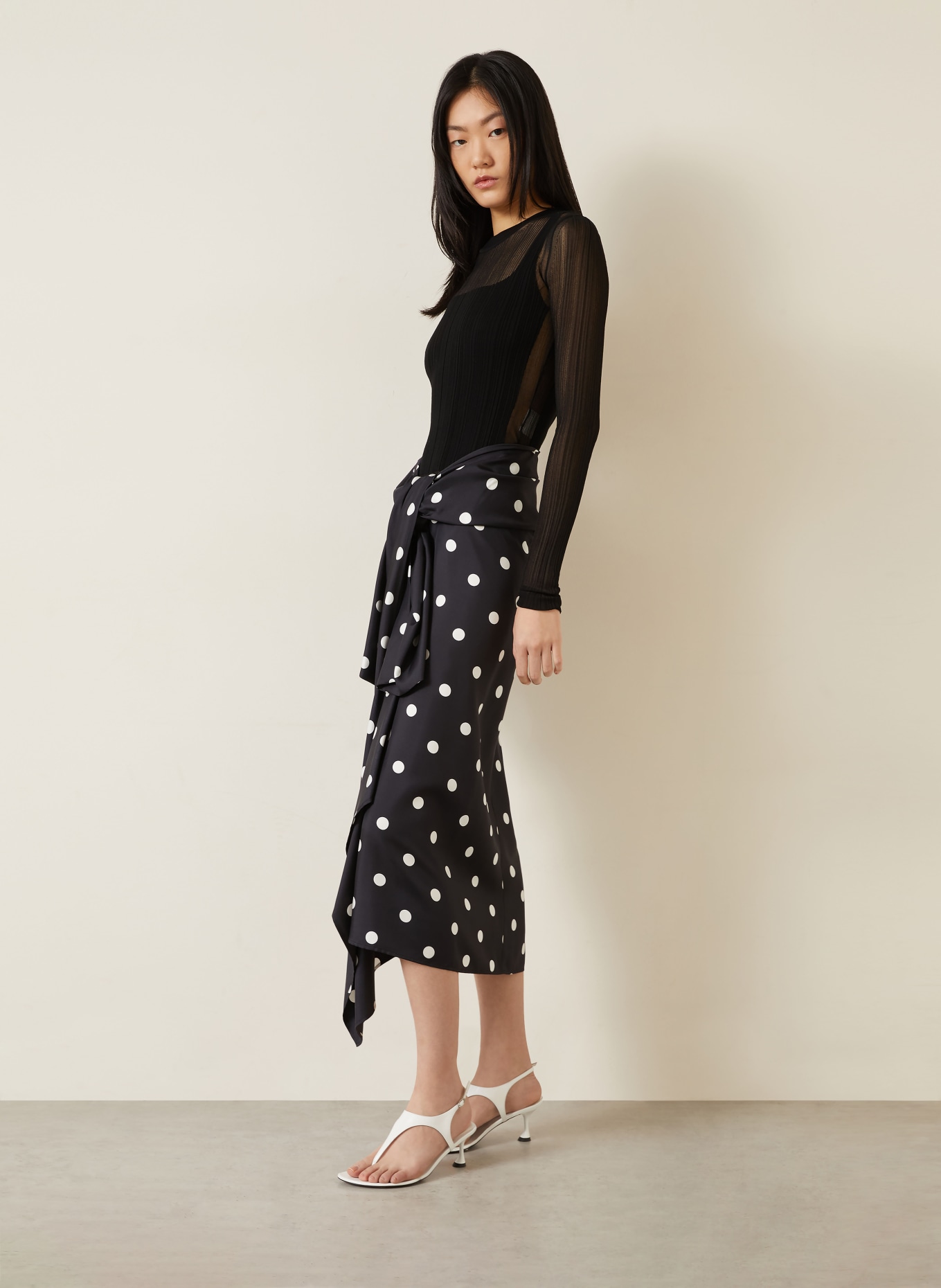 SPORTMAX Seidenrock GENTILE: SCHWARZ / WEISS