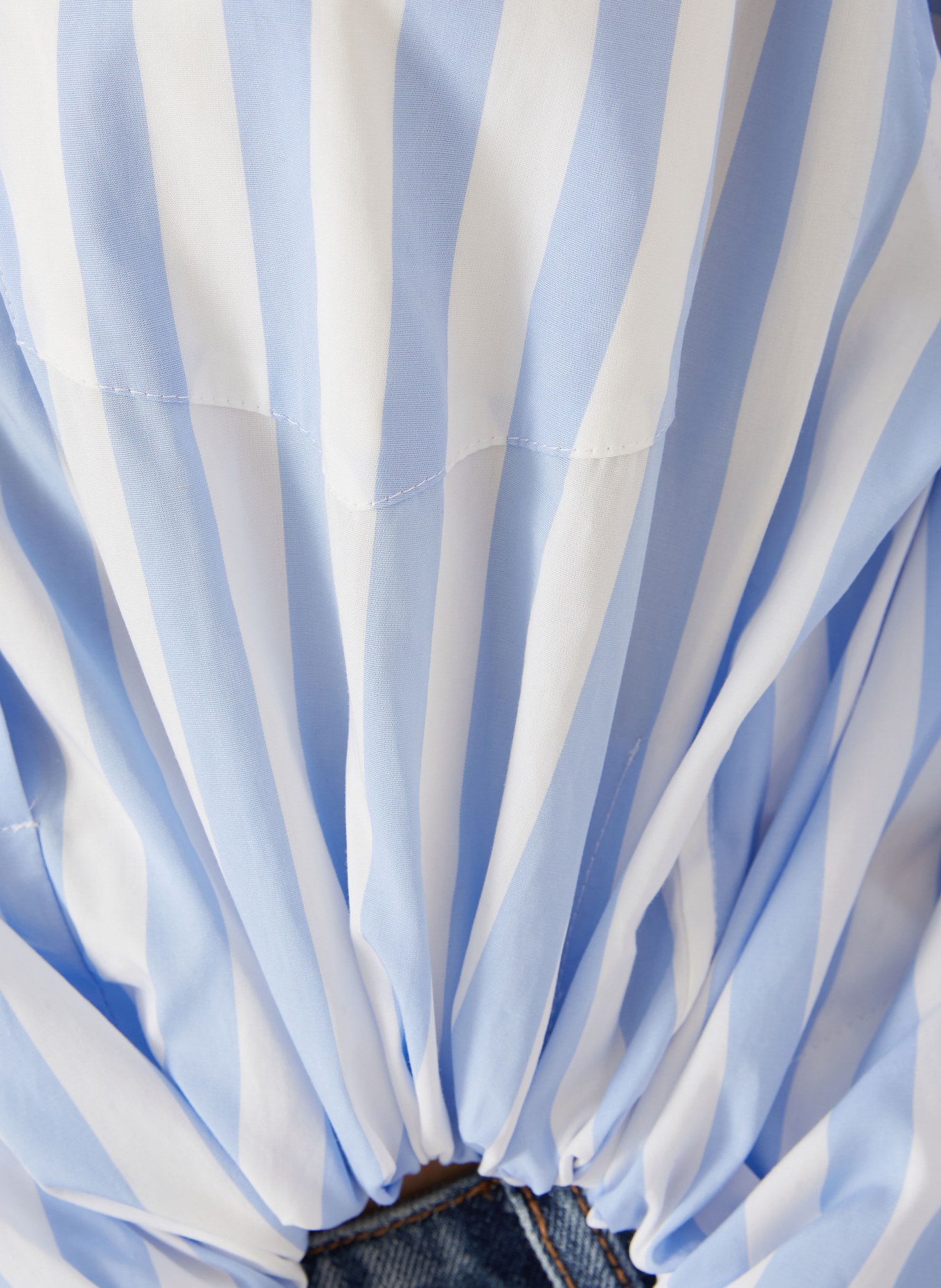 SPORTMAX PALMIZI-blouse met uitsnijding: WIT / LICHTBLAUW