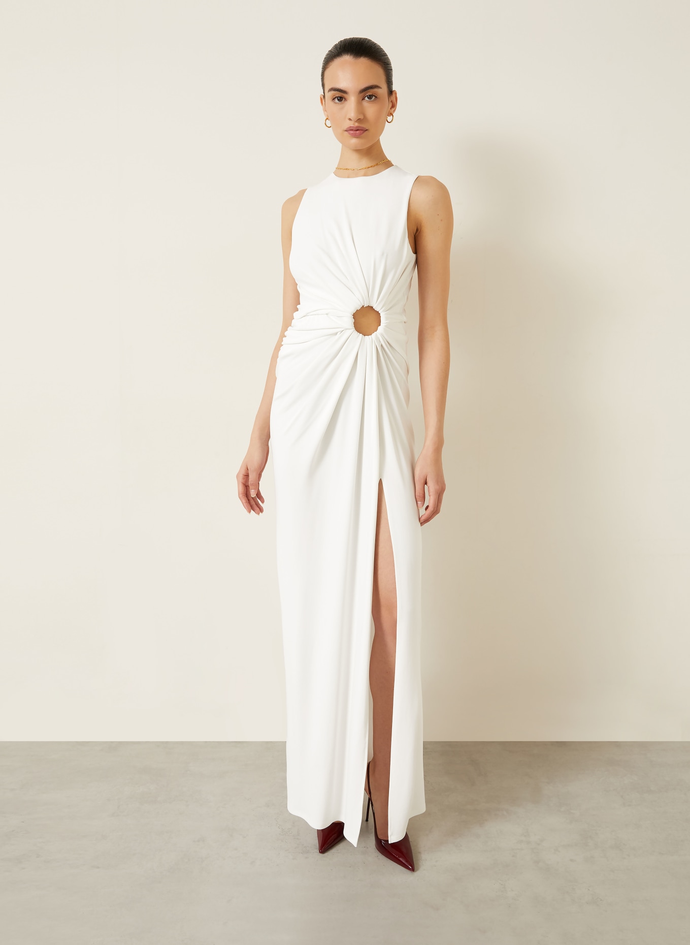 SPORTMAX SALETTA-avondjurk met uitsnijding: WIT