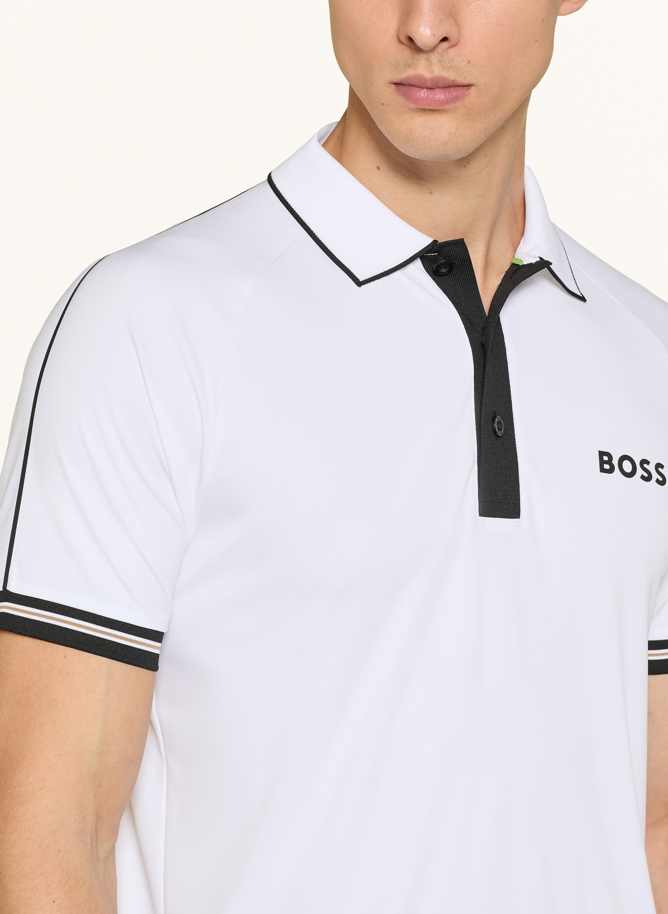 BOSS ACTIVE Slim Fit functional polo shirt: WHITE