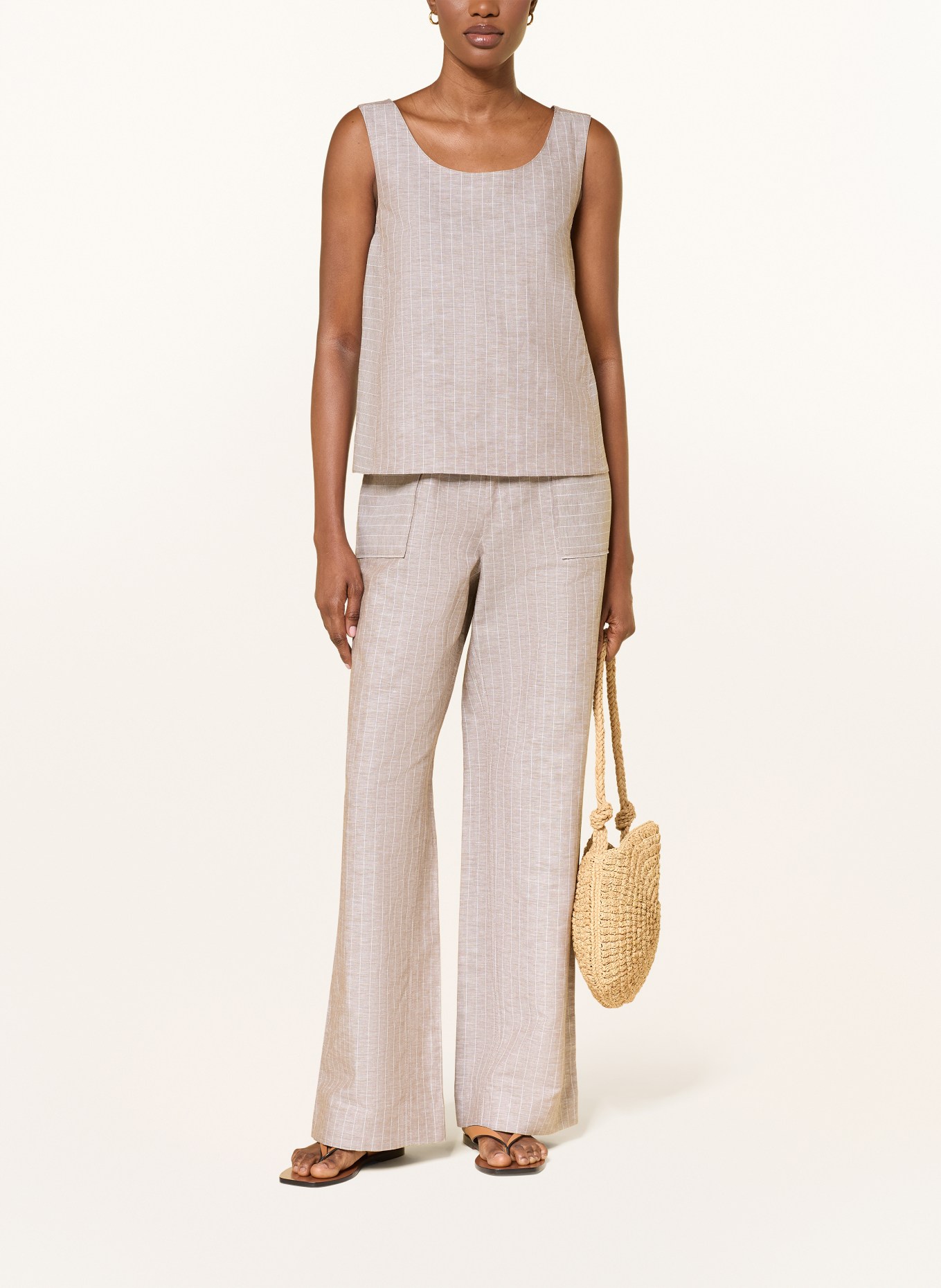 MM by Max Mara Blusentop CALIGA mit Leinen: BRAUN / WEISS