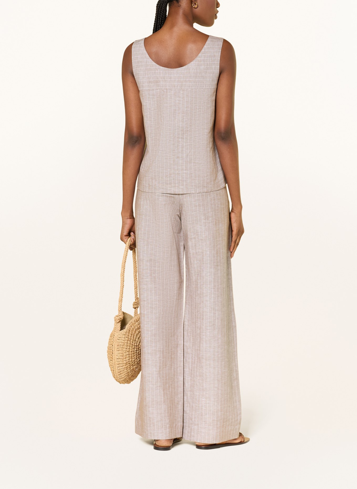 MM by Max Mara Blusentop CALIGA mit Leinen: BRAUN / WEISS