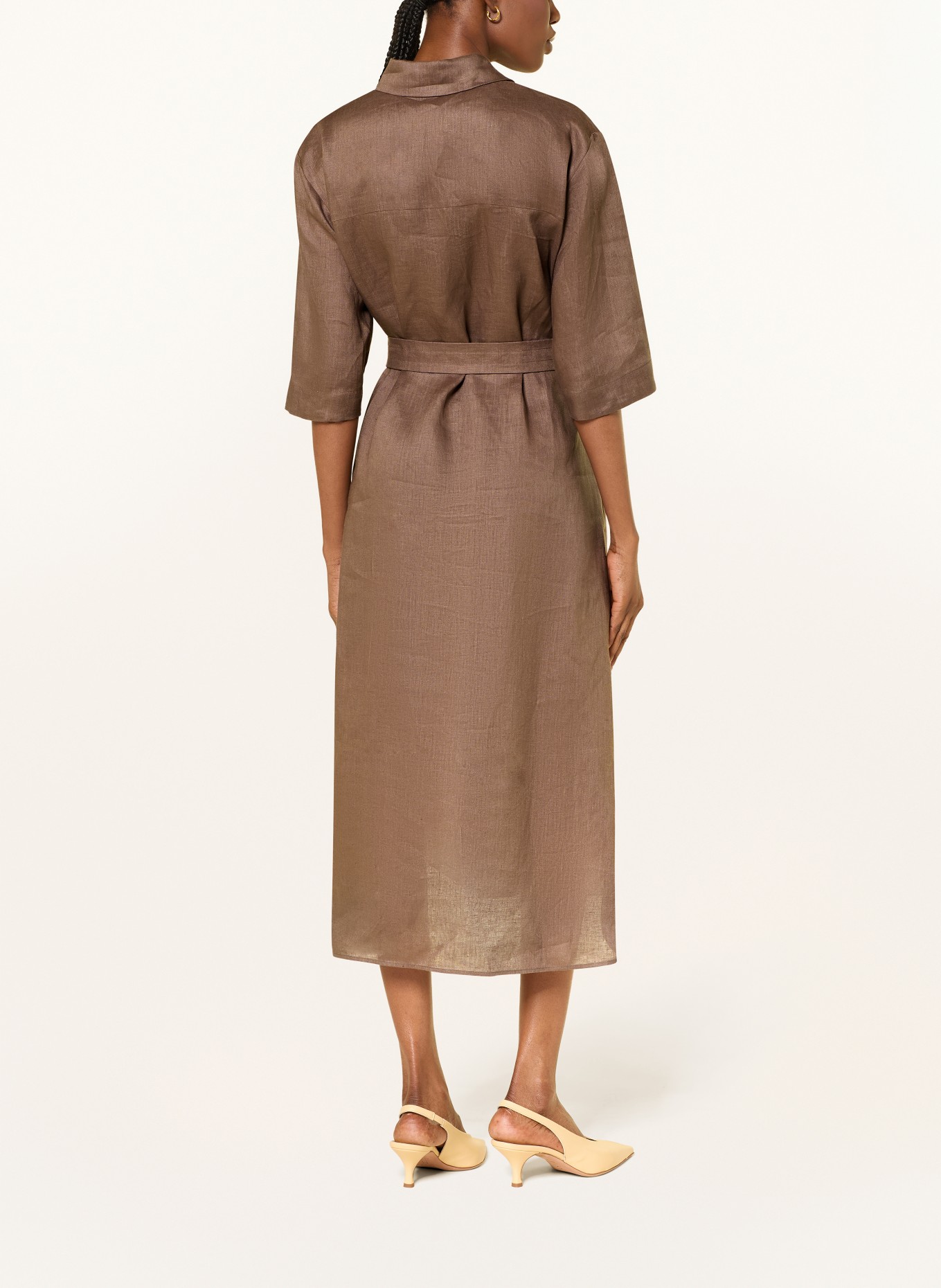 MM by Max Mara Lněné šaty TABELLA: HNĚDÁ