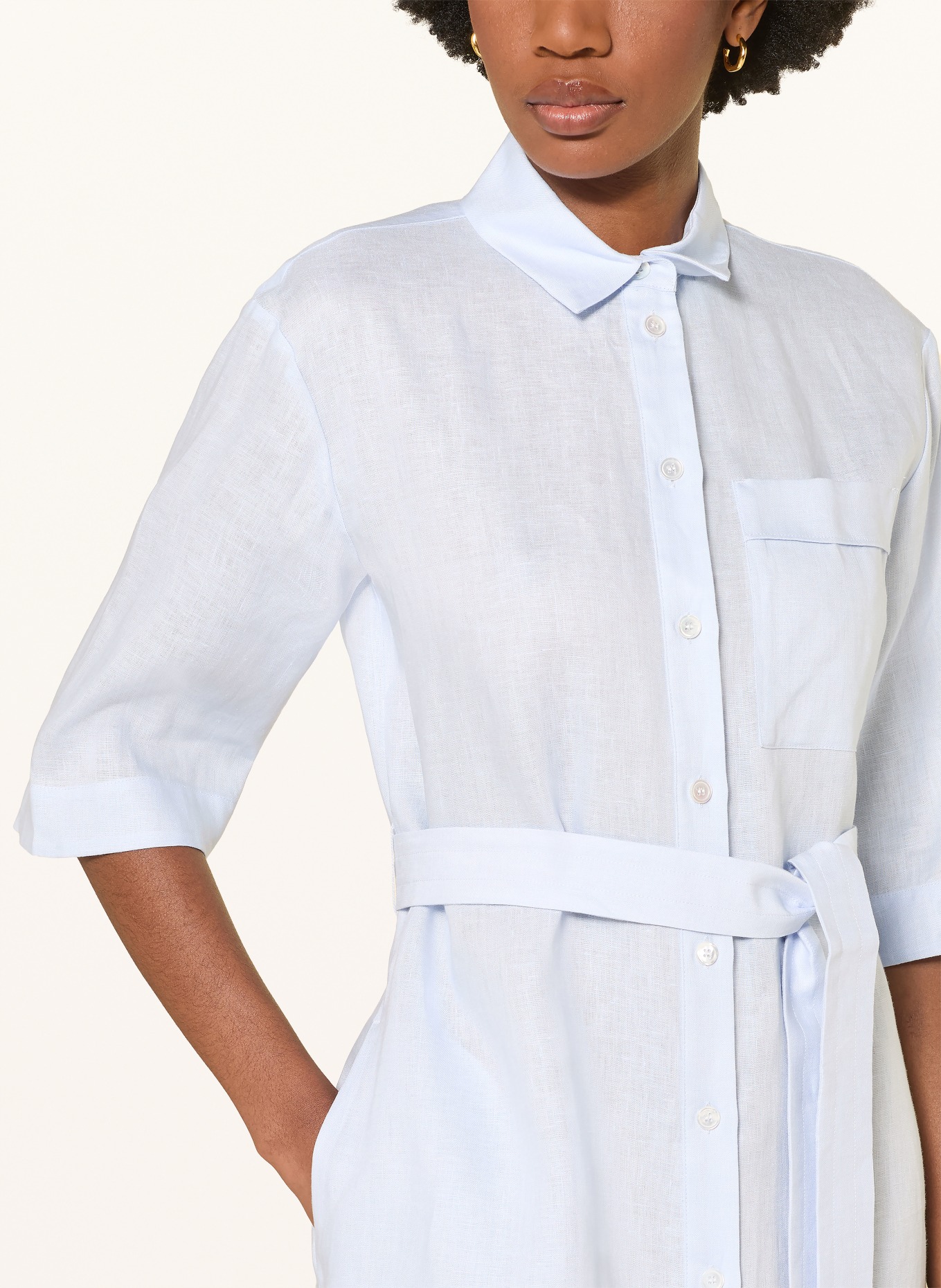 MM by Max Mara Hemdblusenkleid TABELLA aus Leinen: HELLBLAU