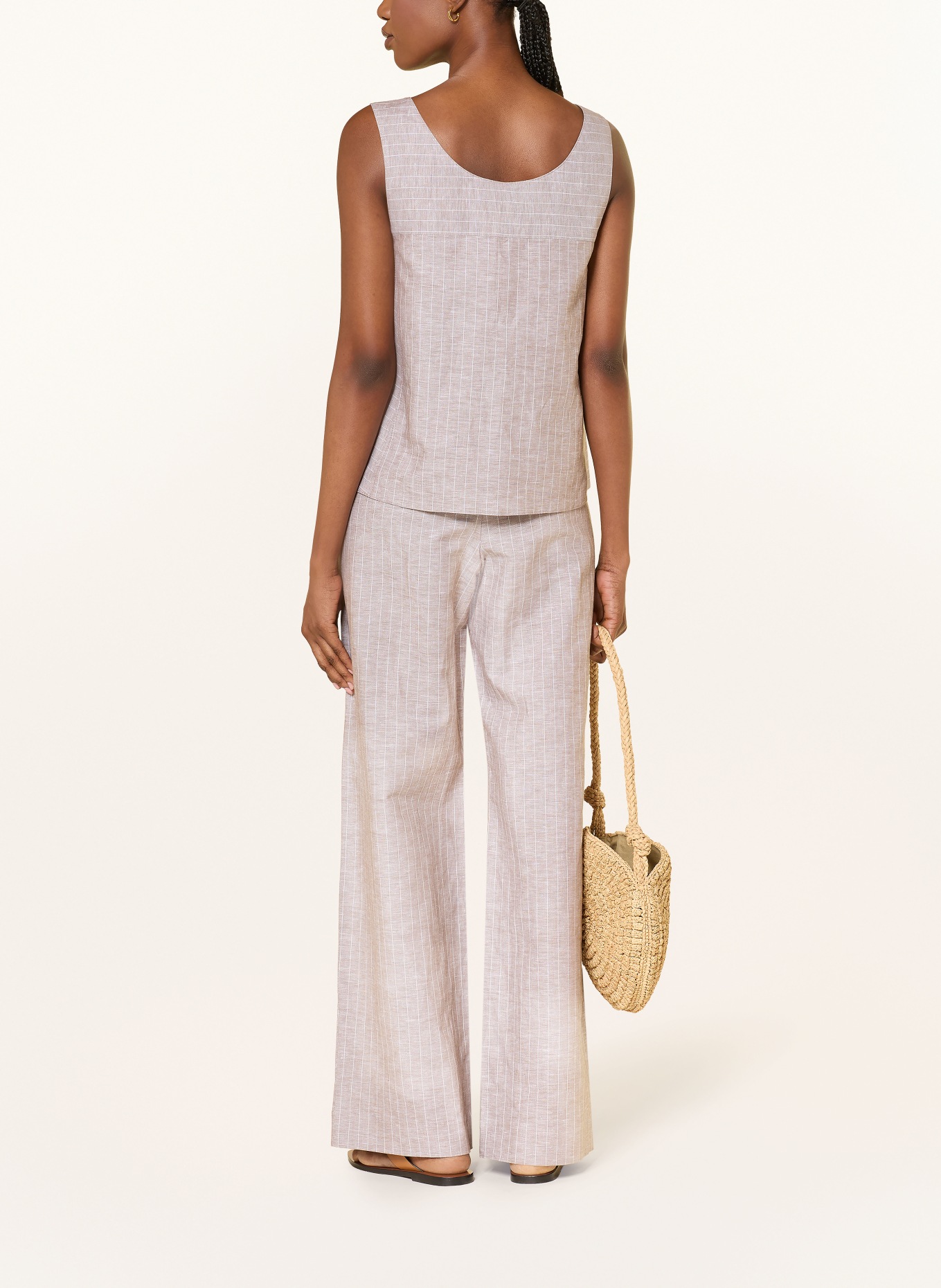 MM by Max Mara Marlenehose FAUNA mit Leinen: BRAUN / WEISS