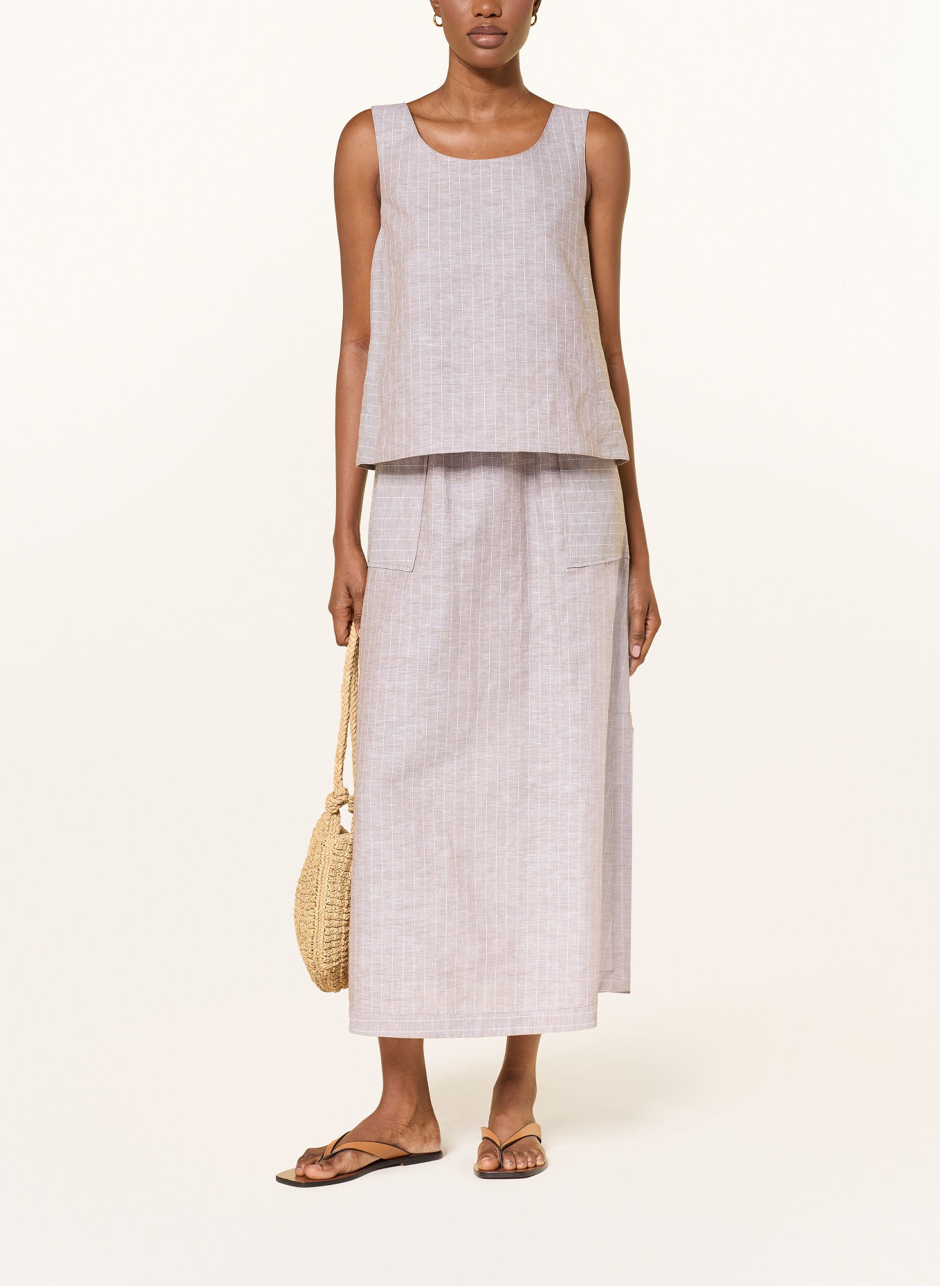 MM by Max Mara Sukně SUMERO z lnu: HNĚDÁ / BÍLÁ