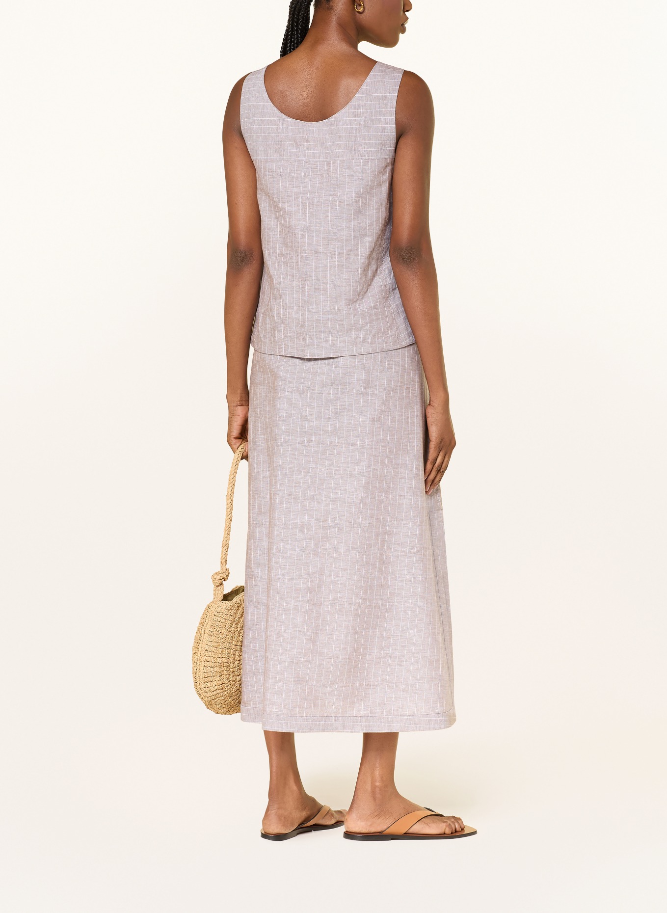 MM by Max Mara Sukně SUMERO z lnu: HNĚDÁ / BÍLÁ