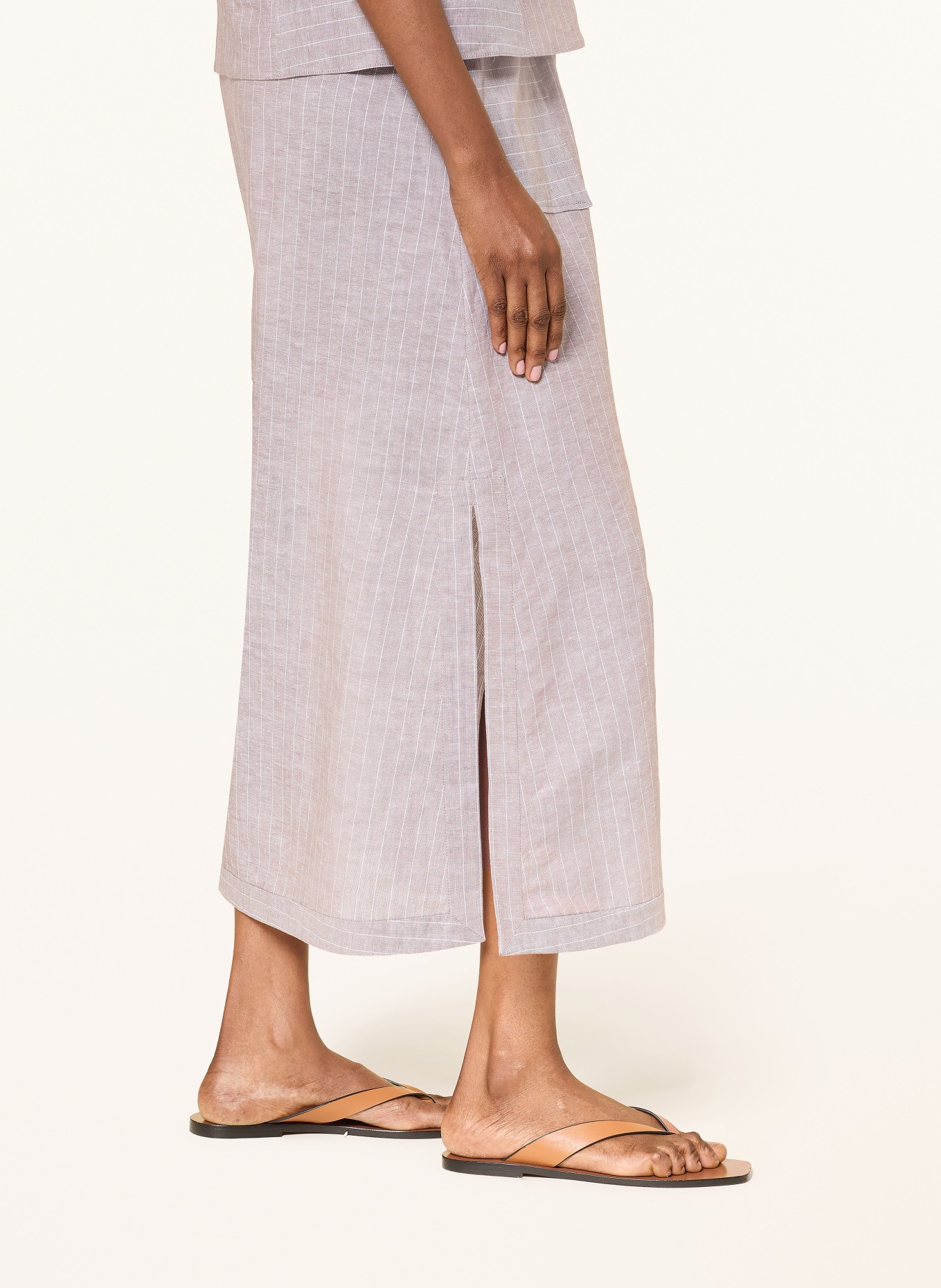 MM by Max Mara Sukně SUMERO z lnu: HNĚDÁ / BÍLÁ