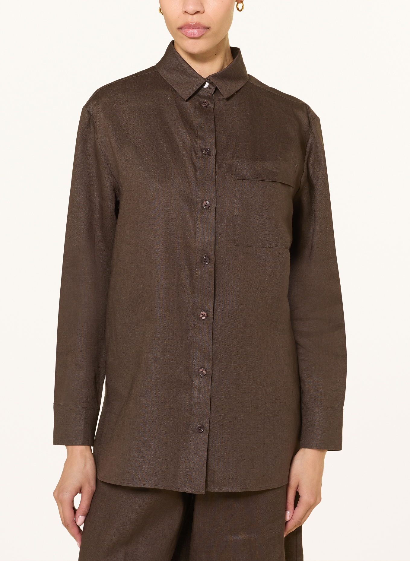 MM by Max Mara Overhemdblouse FILO van linnen: MARRON FONCÉ